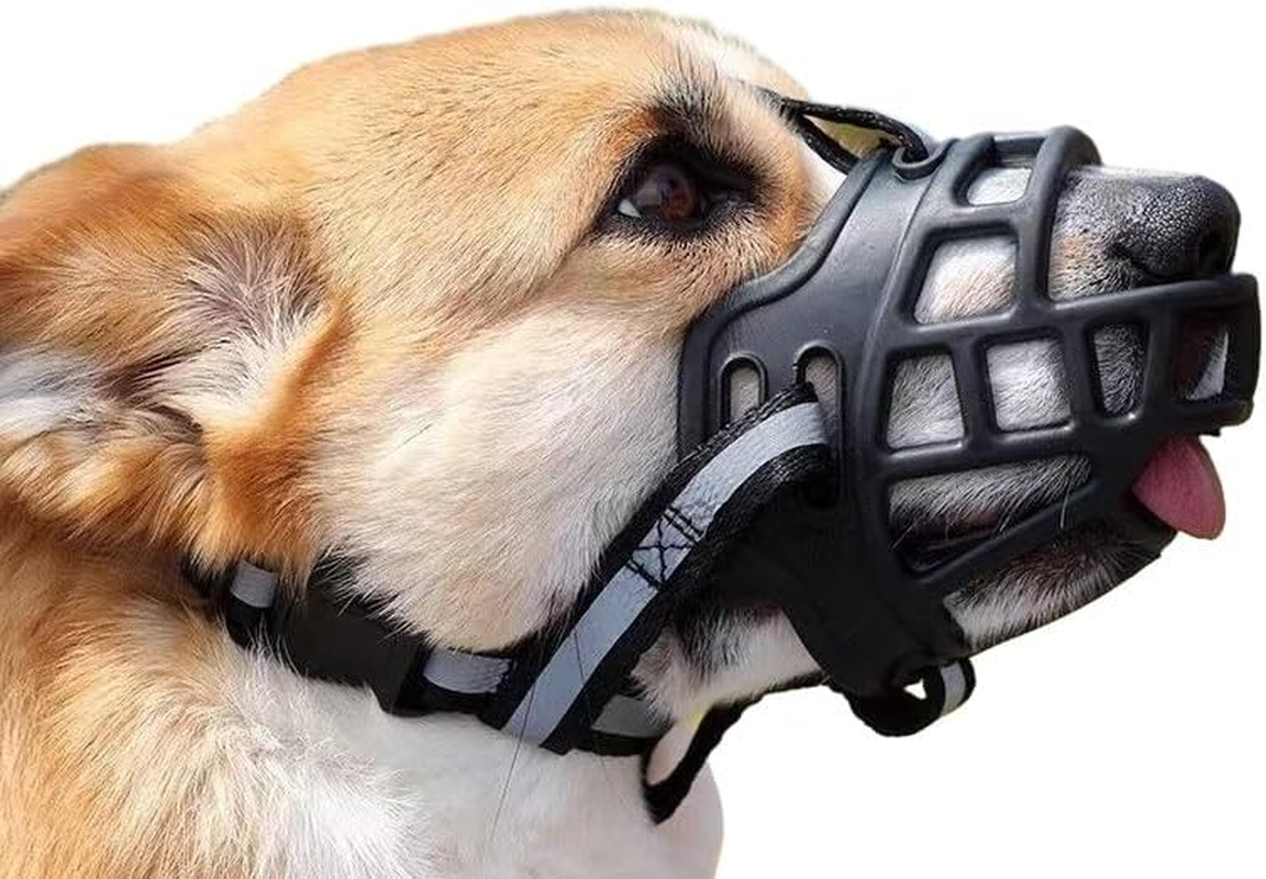 Dog Muzzle, Basket Muzzle for Small Medium Large Dogs, Soft Cage Muzzle for Biting Chewing, Allow Drinking Panting (No.4) image number 3