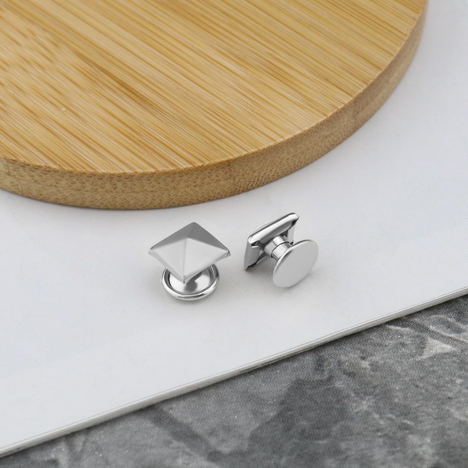 SING F LTD 200Pcs Pyramid Rivets Spike Square Studs Rivets Spike Screw Craft Punk Novelty Jewerly Accessories DIY Decoration for Leather Clothing Shoes 8X8Mm image number 3