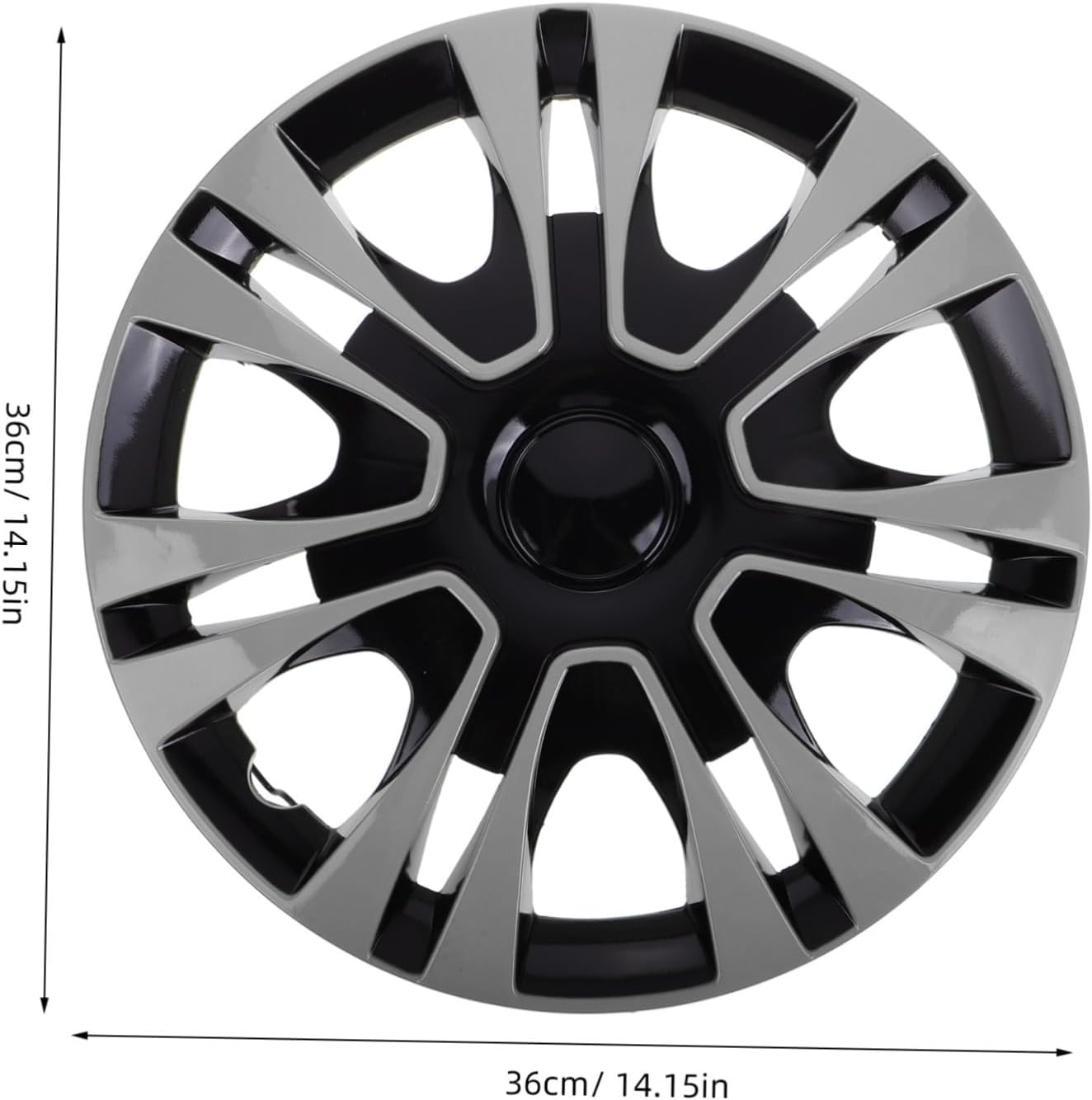 SOLUSTRE Universal 13 Inch Silver Wheel Hub Caps Black Hubcaps Car Wheel Cover Auto Accessories Vehicle Accessories One Piece image number 2