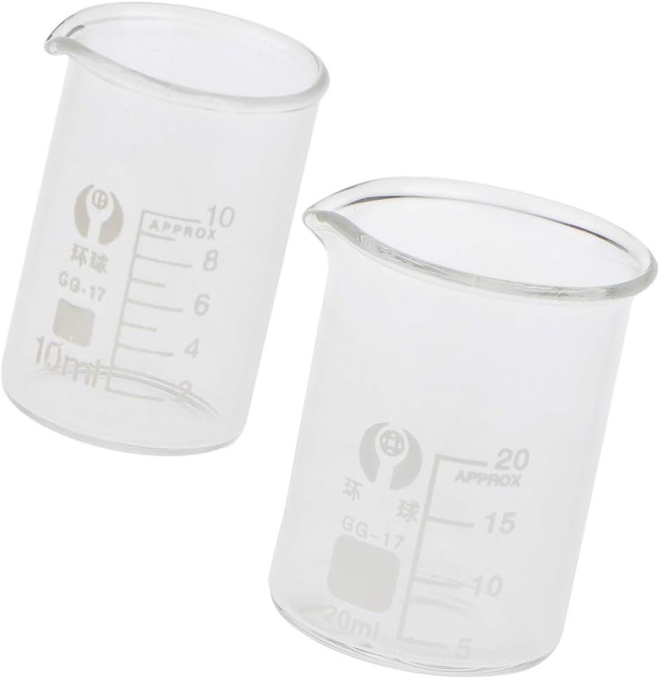 2 Pcs Glass Graduated Low Beakers 10Ml 20Ml