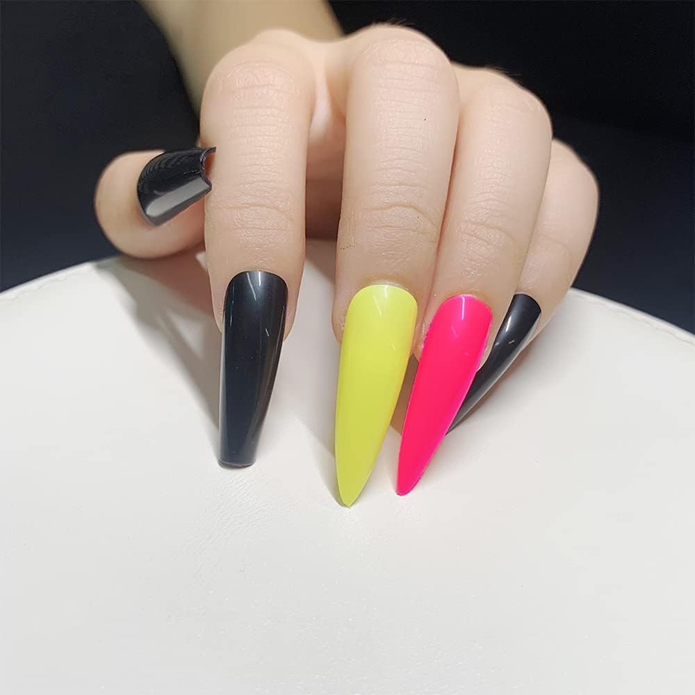 CHANGAR Colorful Long Coffin False Nails Ballerina Fake Nail Candy Press on Nail Acrylic Nail Tips Full Cover Colorful Artificial Nails for Nail Salons and DIY Nail Art (100Pcs) image number 3