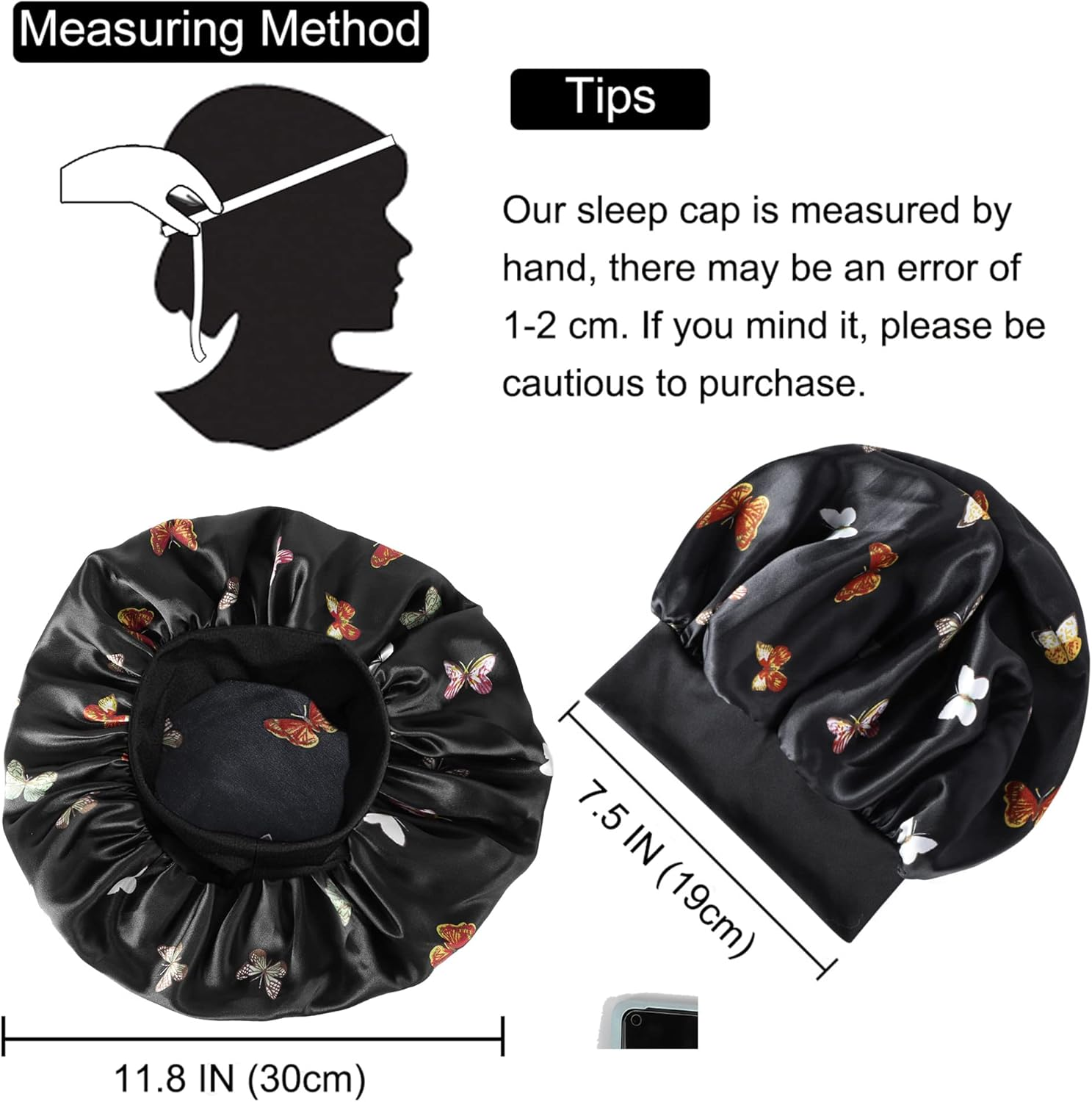 Hair Bonnet for Women &ndash; Soft Breathable Hair Cap Shower Caps for Braids Natural Hair image number 1