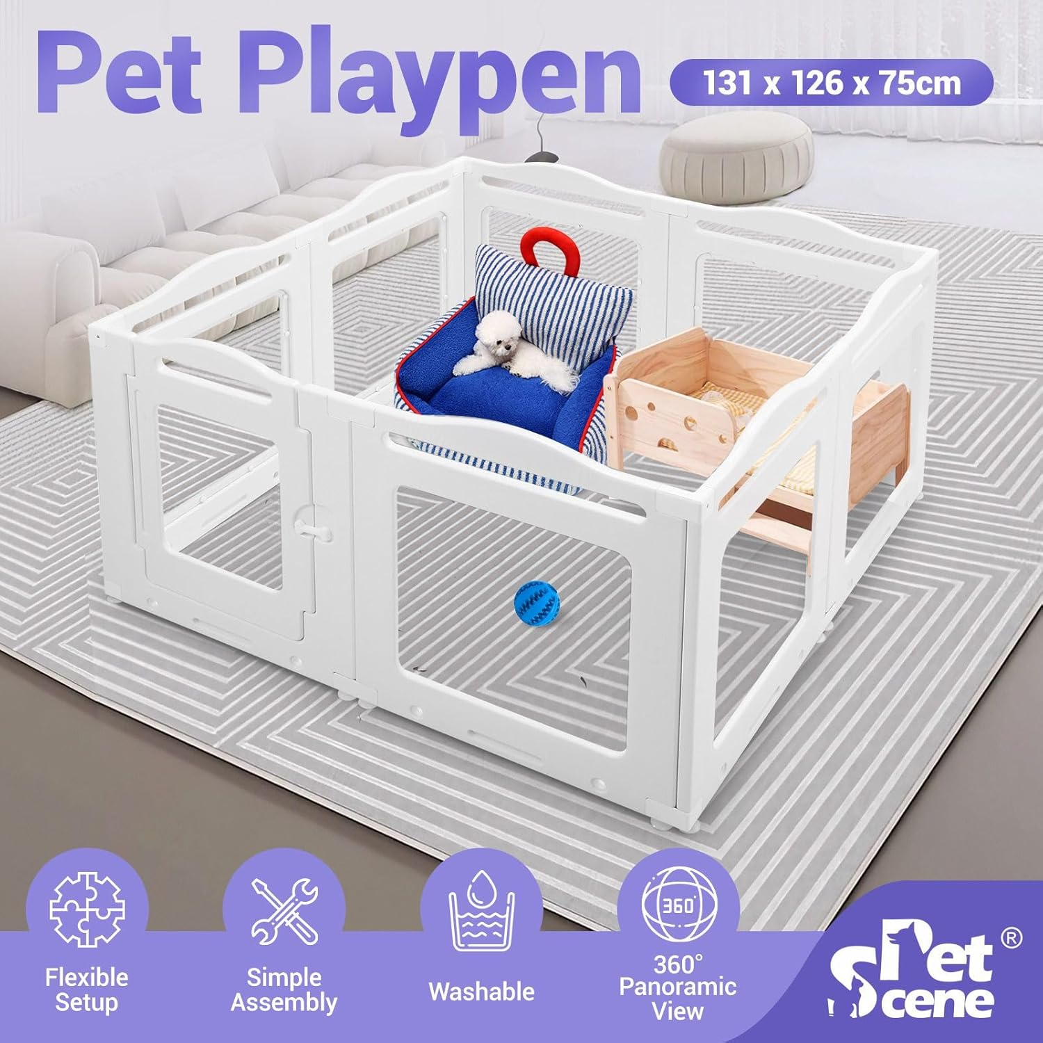 Pet Scene 75CM Tall Dog Fence, 8 Panels Pet Cat Kennel Cage Enclosure Crate Safety Gate Fence Whelping Box Barrier Indoor Outdoor Kitten Puppy Furniture image number 4