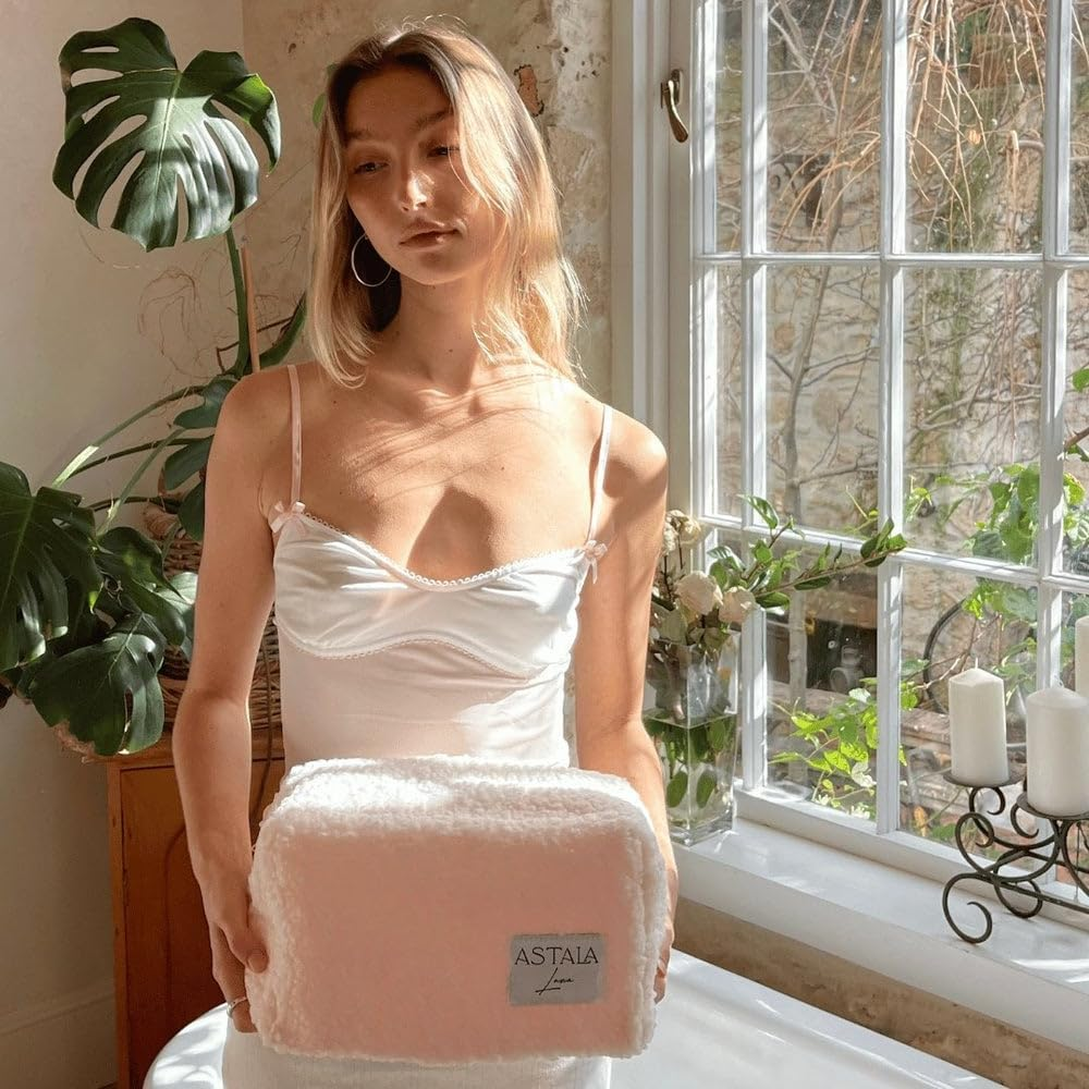 Astala Luna Cloud Large Carry All Cosmetic Travel Bag Large White, Pink image number 2