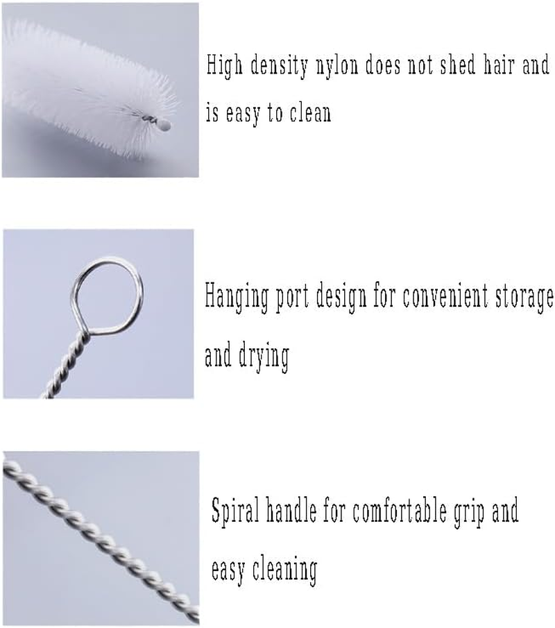 Flexible Nylon Bristle Straw Cleaning Brush Set, with Stainless Steel Handle, for Ultra Long Straw Brushes on Straw Cups, Water Bottles, and Tubes, Drinking Straw Cleaning Brush Set of 6 Pieces image number 3