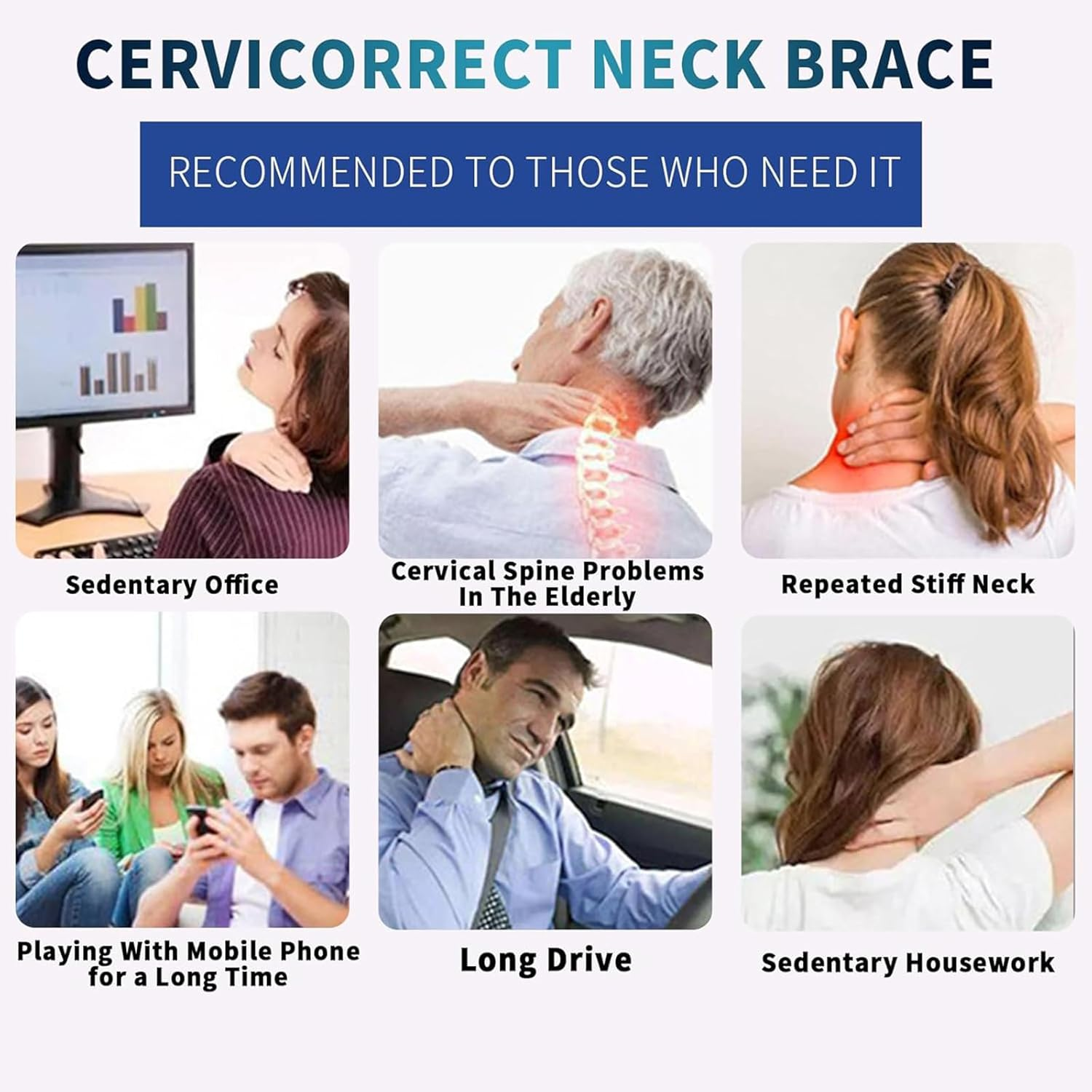 Neck Brace,Soft Foam Neck Collar for Sleep,Neck Pain Relief and Support, Relieves Pressure in Spine for Women Men (Large,42Cm) image number 2
