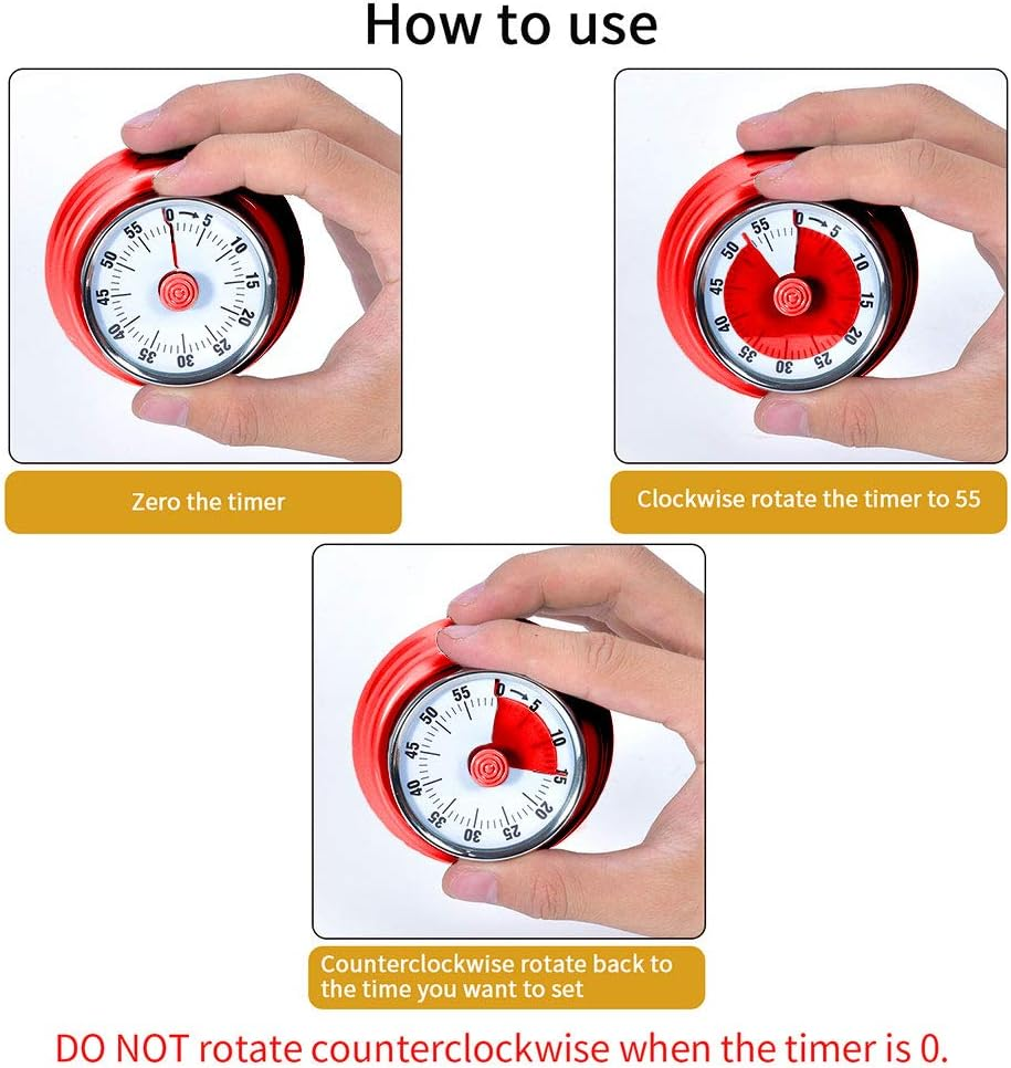 Kitchen Timer, Kitchen Countdown Cooking Timer Reminder, Magnetic Mechanical Time Management Timer