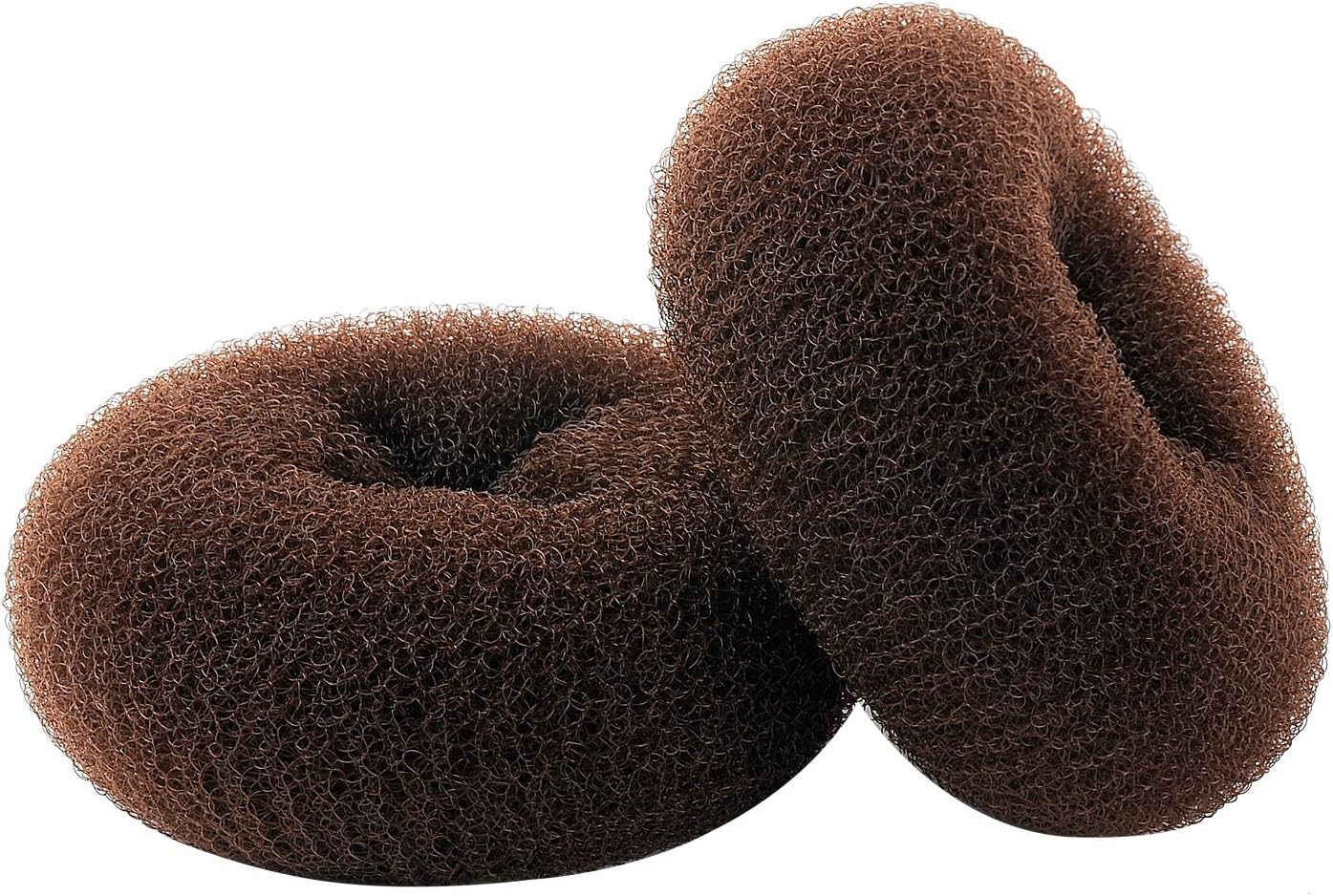 2 Pieces Extra Large Size Hair Bun Donut Maker, Ring Style Bun, Women Chignon Hair Donut Buns Maker, Hair Doughnut Shaper Hair Bun Maker (4.3 In. for Thick and Long Hair) (Brown) image number 3