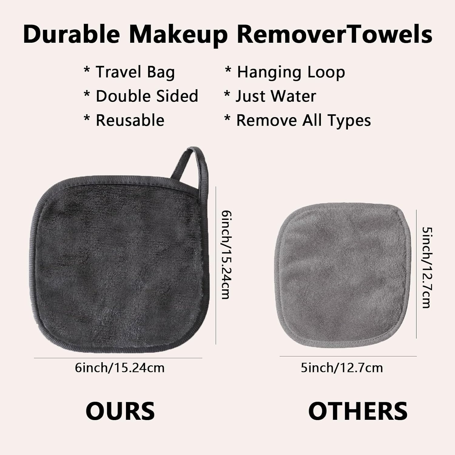 Reusable Makeup Remover Pads and Face Cloth for Gentle Cleansing, Microfiber Washcloths for Facial Cleansing and Makeup Removal - 12 Pack, 6X6 Inches, Grey - Ermaoo image number 5