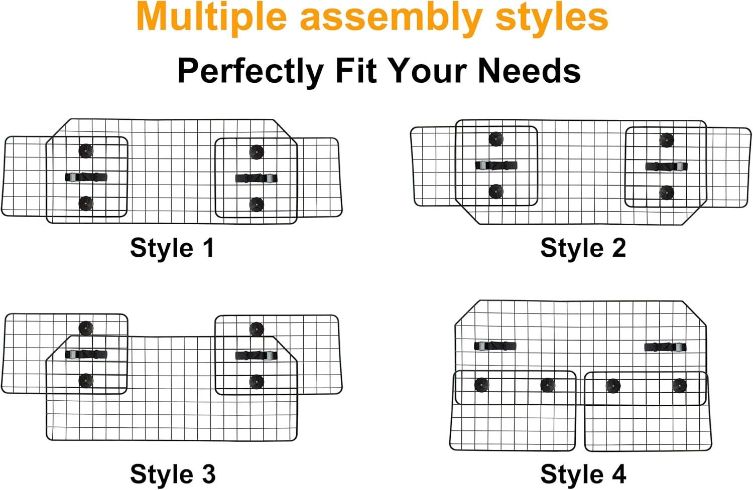 NOAMOO 38-66.5 Inches Dog Car Barrier for Suvs, Van, Vehicles, Adjustable Large Pet Barriers, Universal Fit Heavy-Duty Wire Mesh Dog Guard, Pet Divider Gate for Truck Cargo Area, Safety Car Divider image number 1