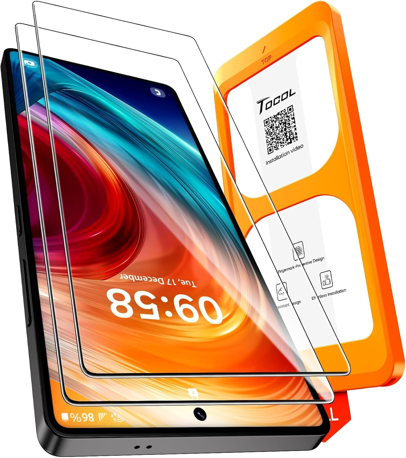 TOCOL 2 Pack for Samsung Galaxy S25 Ultra Screen Protector 6.9-Inch Instant Installation, 14FT Military Grade Shatterproof, 9H+ Hardness Tempered Glass HD Clear Protection No Bubbles No Dust image number 5