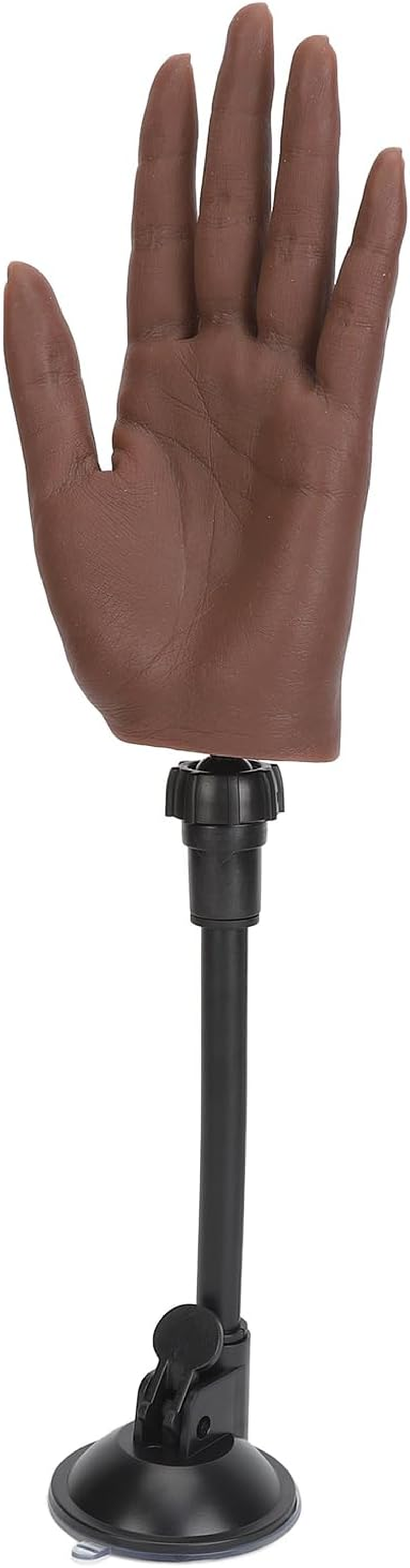 2 Pair Hand Left Right Dark Skin Color Flexible Silicone Mannequin Hand with Refill Nail Tips Suction Brackets image number 3
