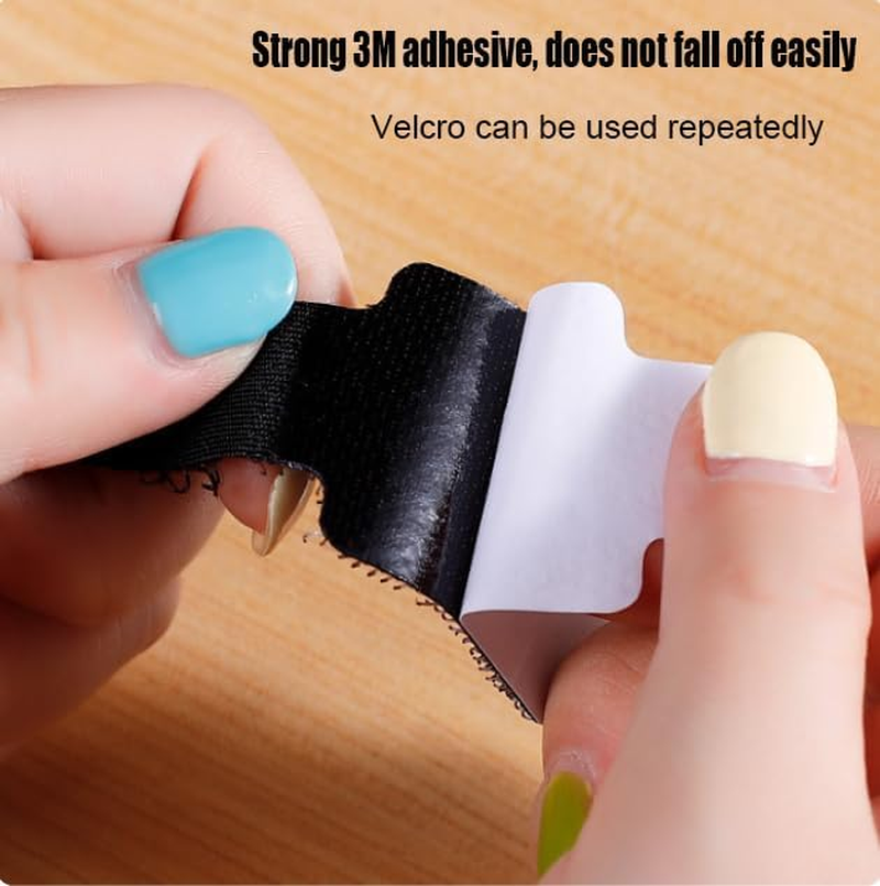 WADY 60 Pcs Hook and Loop Velcro Cable Ties - Reusable Cable Ties Strong Adhesive Cord Organizers for Desk/Home/ - No Residue Heavy Duty Cable Management Straps, Electrical and Wiring (White+Black) image number 3