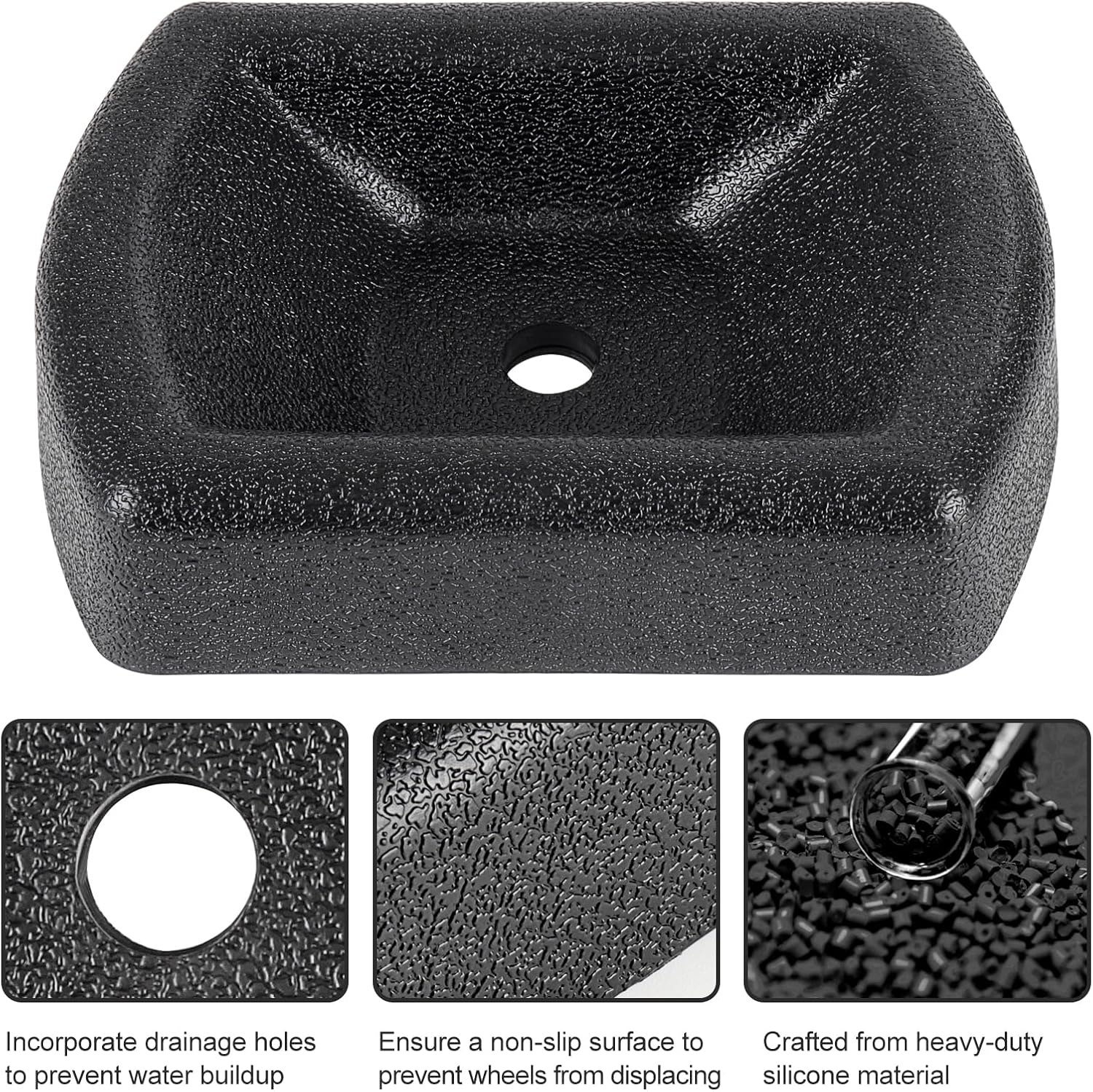 Komokeru Jack Wheel Chock, Heavy Duty Reinforced Rubber Jack Caster Wheel Dock for Caravans and Trailers, Wheel Chock Stabilizer Wheel Stopper for 6 Inch Jockey Wheels image number 4