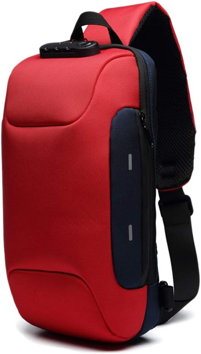 Anti-Theft Backpack with 3-Digit Lock Shoulder Bag Waterproof for Mobile Phone Travel/429 (Color : Red) image number 4