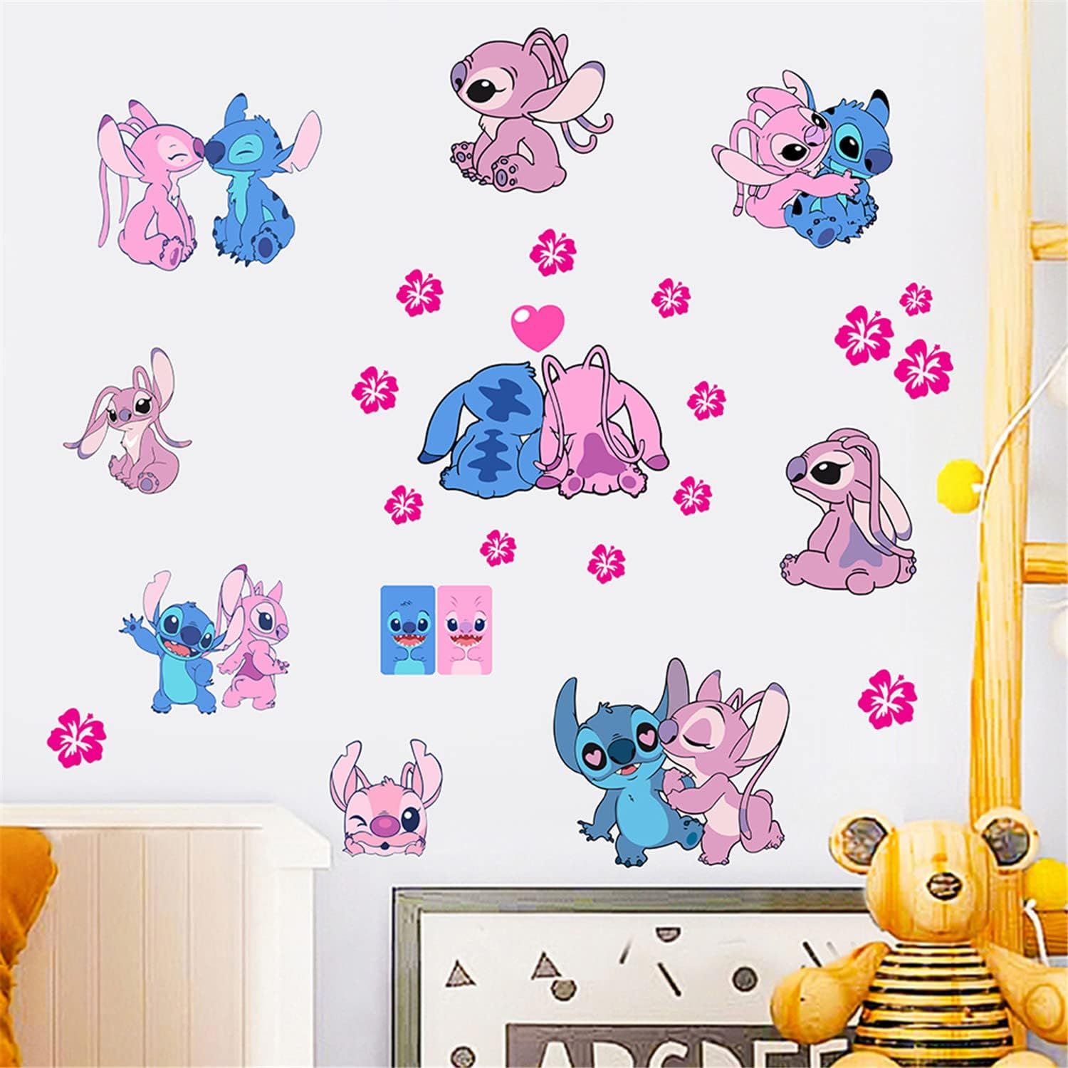 Lilo & Stitch Wall Stickers Cartoon Wall Decals Excellent Vinyl Wall Decor for Girls Room Living Room (Size 17.7 X 23.7 Inch) image number 1