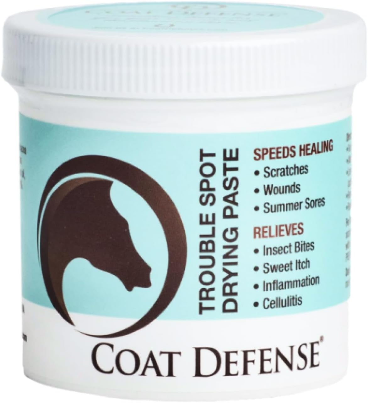 COAT DEFENSE Trouble Spot Drying Paste for Horses - Natural Equine Wound Care That Provides Safe & Effective Relief from Scratches, Sweet Itch, Summer Sores, Proud Flesh, Mud Fever, Girth Rot (10 Oz) image number 1