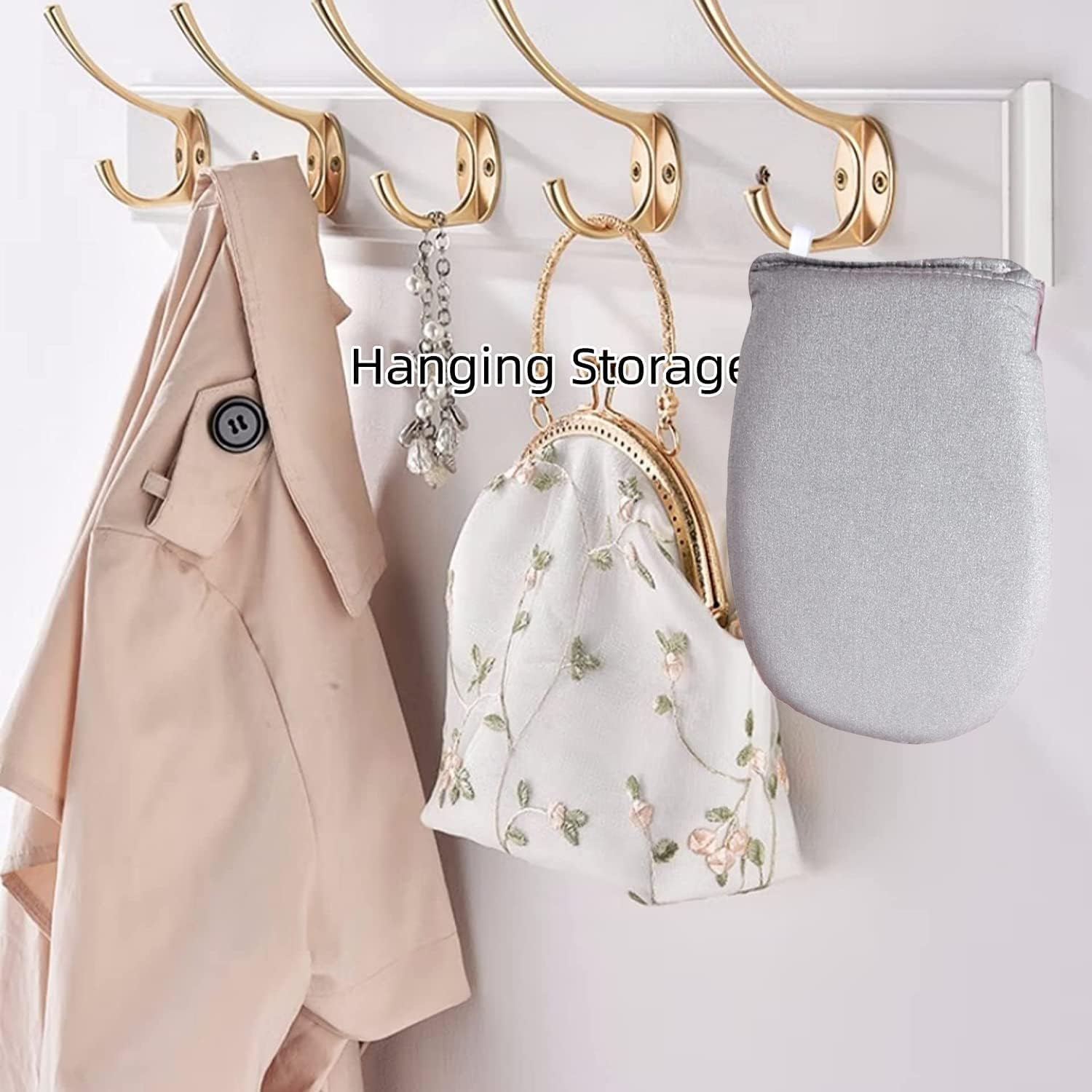 JZS Garment Steamer Ironing Glove, Waterproof Mini Ironing Board with Finger Loop Garment Steamer Accessories Mitt Heat Resistant Gloves for Clothes Steamers,Round,Grey,2 Set image number 6