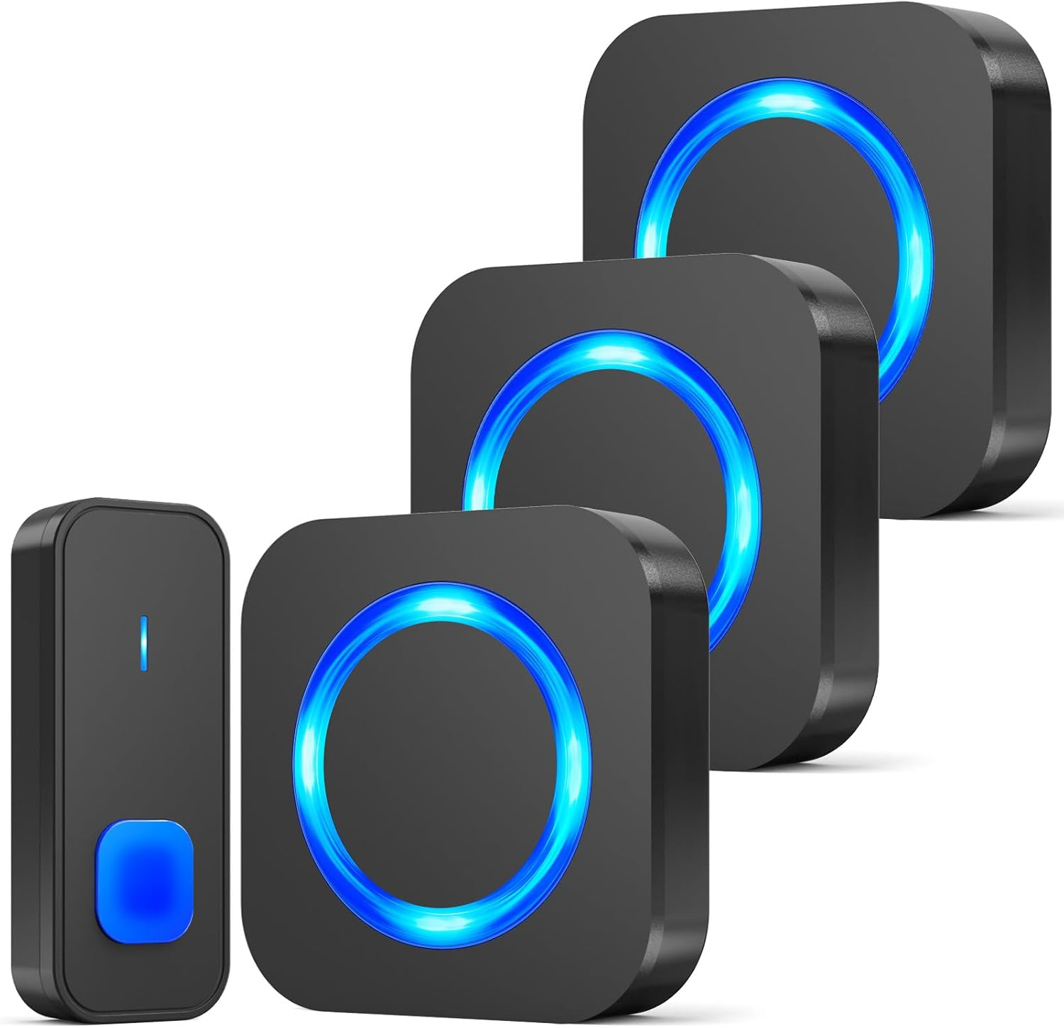 SURFOU Wireless Doorbell, Outdoor Wireless Waterproof Doorbell, 400 M Wireless Range, Front Door Bell with 3 Plug-In Receivers, 55 Ringtones, 5 Volumes, Front Doorbell, Black image number 3