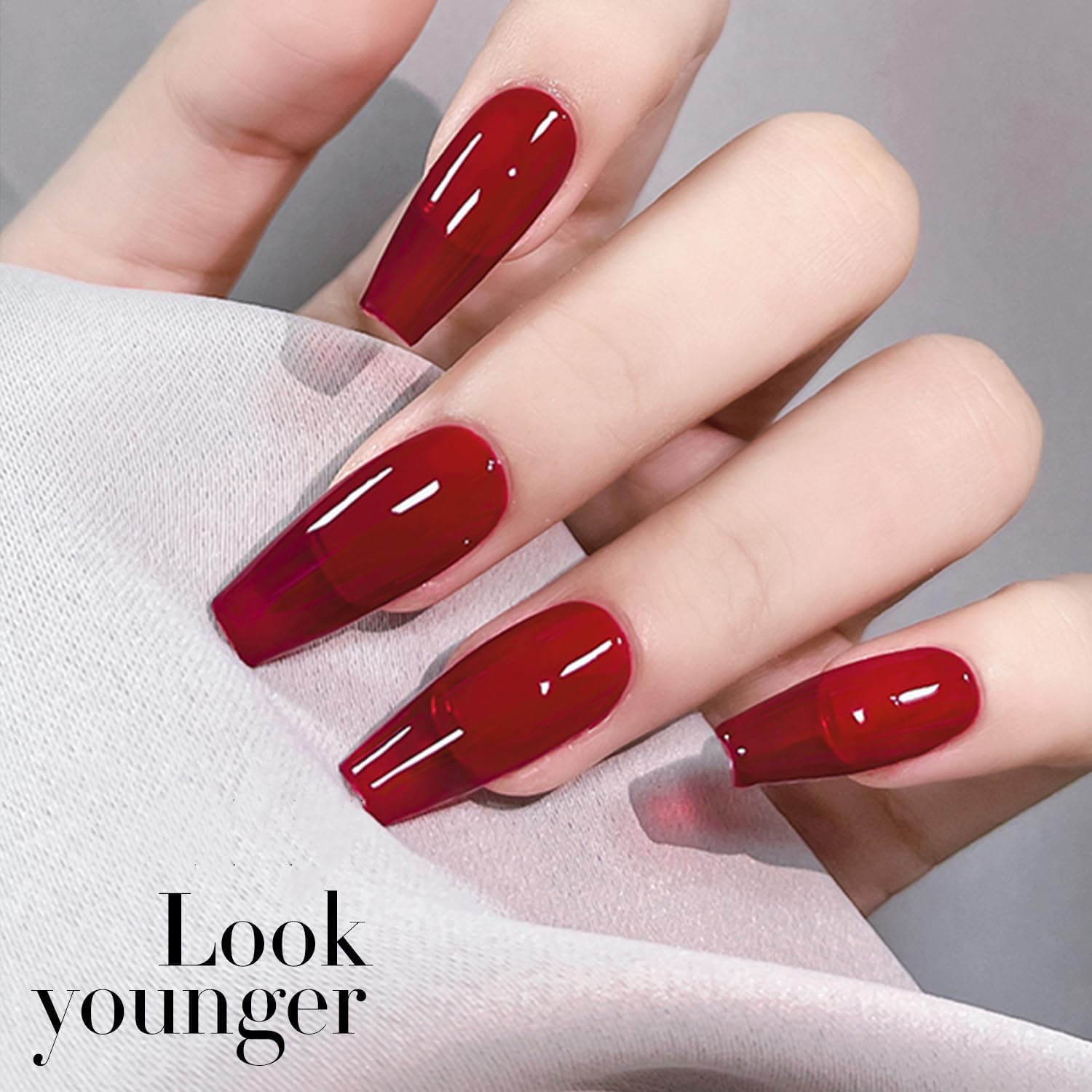 KRISNICE Jelly Crystal Gel Nail Polish Set Wine Burgundy Red Black Translucent Fall Autumn Designs Manicure DIY Home UV LED Soak off Art Gift (CS2-014) - Cs2-004 image number 4