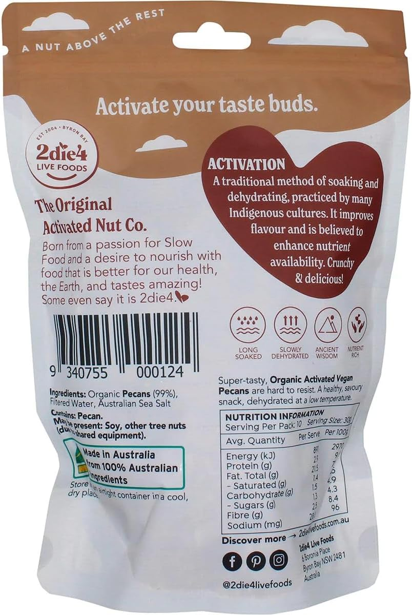 2Die4 Live Foods Activated Organic Pecans 300 G image number 1