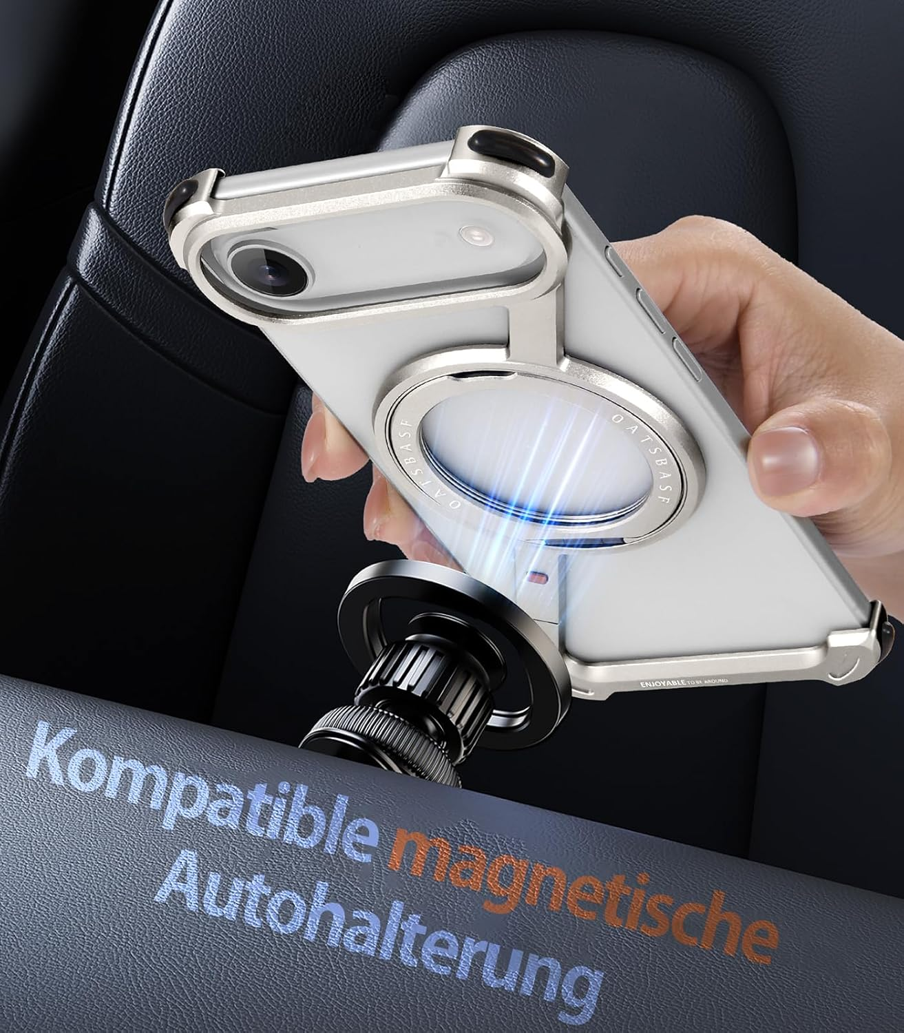 NIFBANG Z Shape for Iphone Air, Frameless Case, with 360&deg; Rotating Magnetic Stand, Mobile Phone Case, Thin Aluminium Military Shockproof Protective Case for Iphone 17 Air Bumper Case (Silver) image number 5