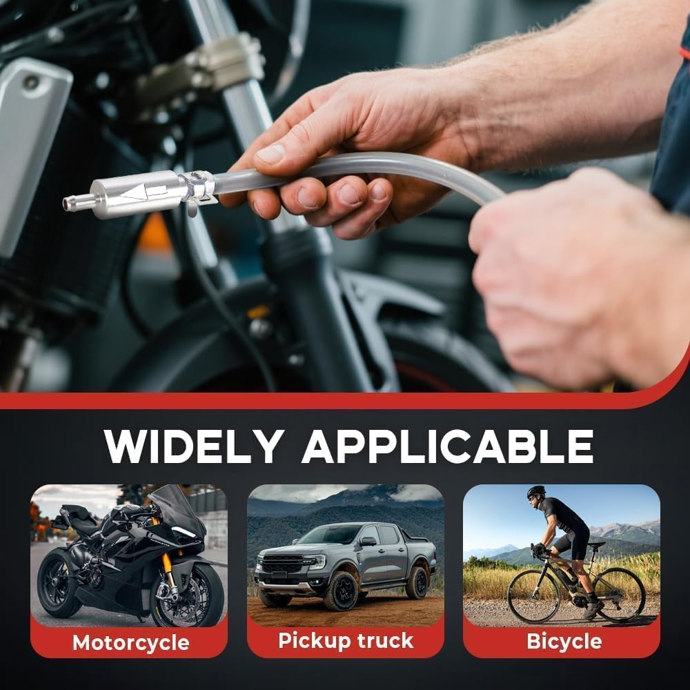 Brake Bleeder Hose Kit with One Way Check Valve Tube for Hydraulic System Bleeding, Brake Fluid and Clutch Repair Tool for Car Motorcycle, Universal Bleeding Tool Kit for Automotive Maintenance image number 5