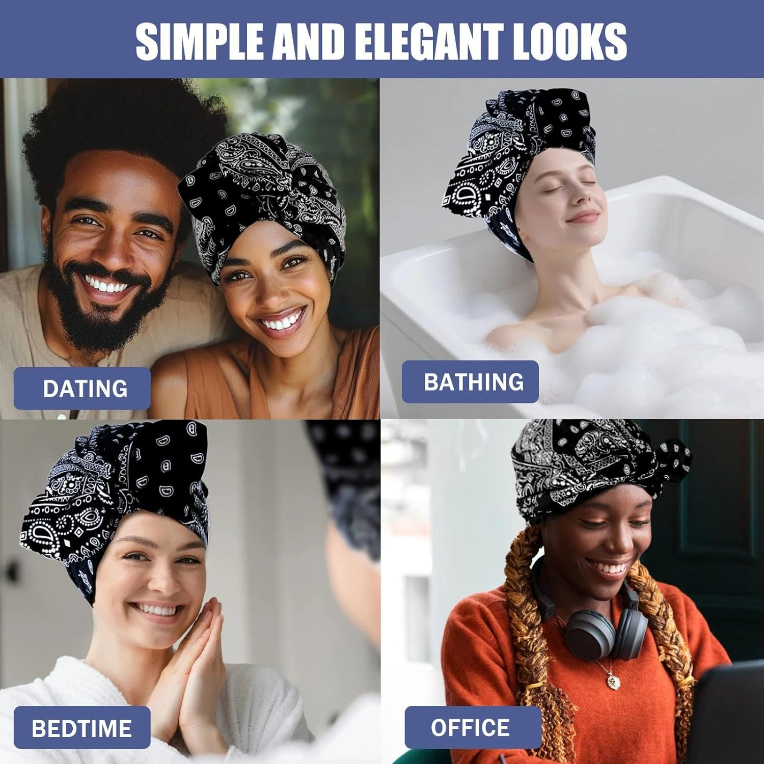 JOOTUEPO Satin Lined Hat for Women Hat Women'S Chemo Ultralight Breathable Headwear Silk Hood for Sleeping, Prevents Frizz & Hair Breakage, for Healthy Hair Overnight image number 2