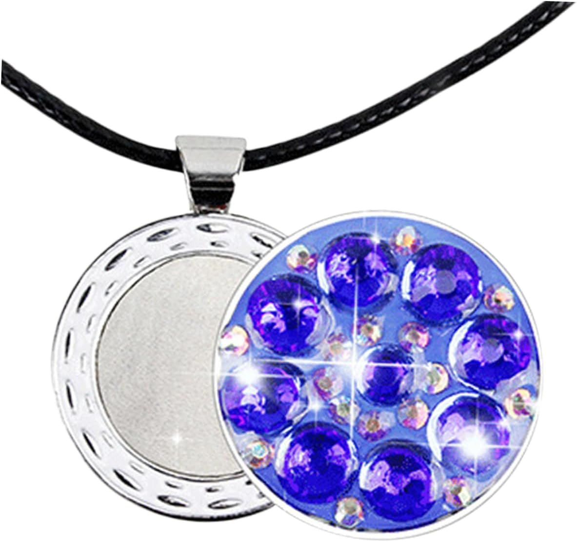 CLISPEED Rhinestone Golf Ball Marker Necklace with Hat Clip - Stylish Portable Golfing Accessory for Men and Women - Elegant Blue Design for on Course Convenience image number 1