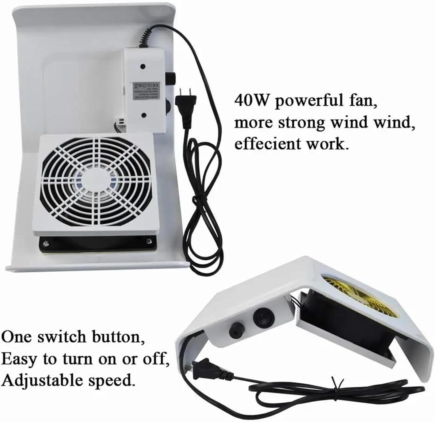 Nail Dust Collector, Nail Dust Collector for Manicure Nails Collector Suction Manicure Machine Nail Fan Art Salon Manicure Machine(Blue) - Blue image number 5