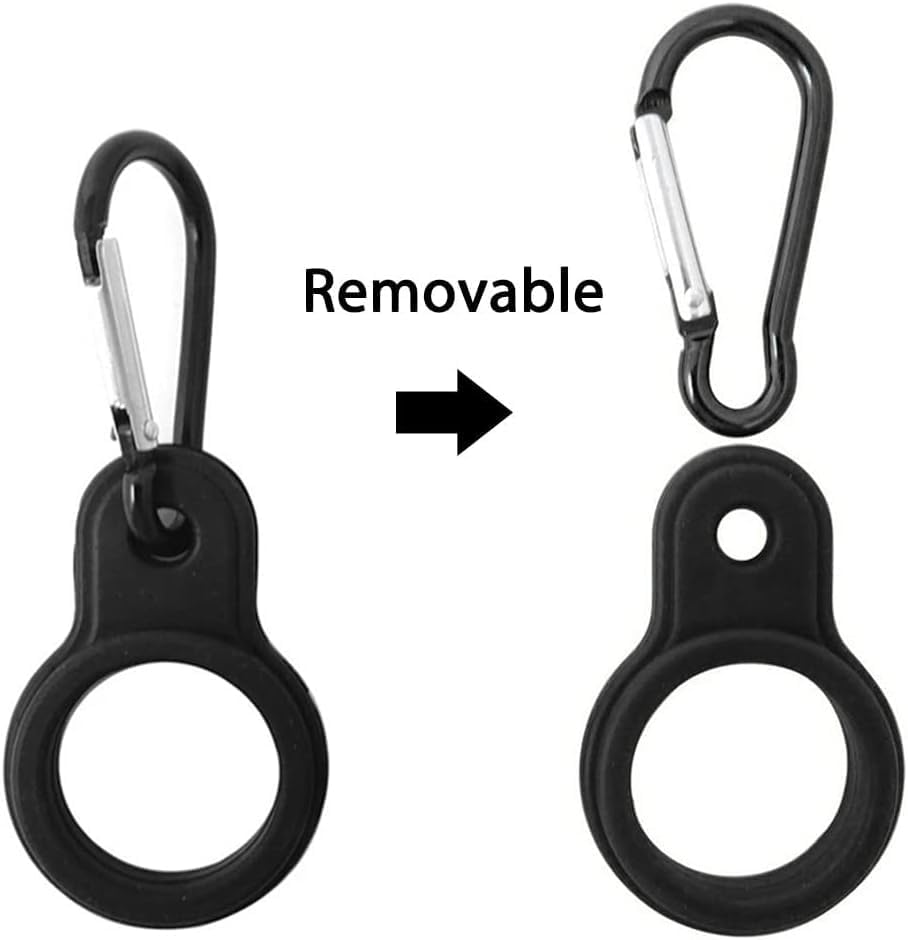 Black Silicone Water Bottle Buckle with Carrying Bottle Holder Bottle Clip for Traveling Camping Hiking Mountaineering,Easy to Use Sports Water Bottle Accessories (2 Pack) image number 2