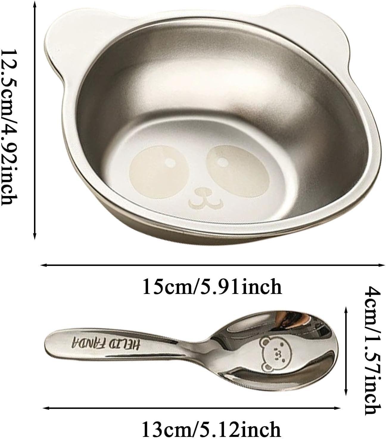 450Ml Stainless Steel Kids Bowls with Cartoon Animal Design,Lightweight, Durable, Ideal for Feeding, Camping and Fun Rice Serving during Travel image number 1