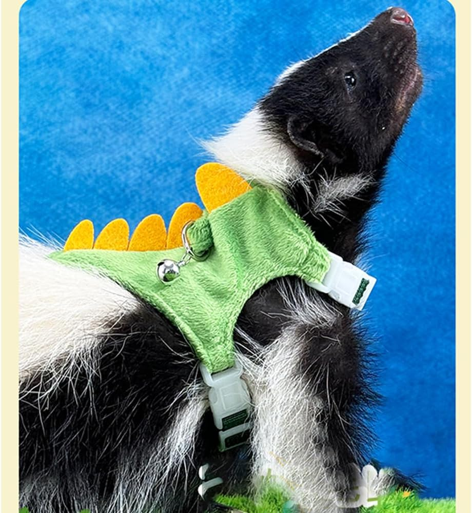 Anelekor Ferret Harness and Leash Set Small Animals Vest Harness with Safe Bell Dinosaur Shaped Walking Clothes for Baby Rabbit Guinea Pig Teacup Chihuahua Mouse and Other Small Pet (B) image number 1
