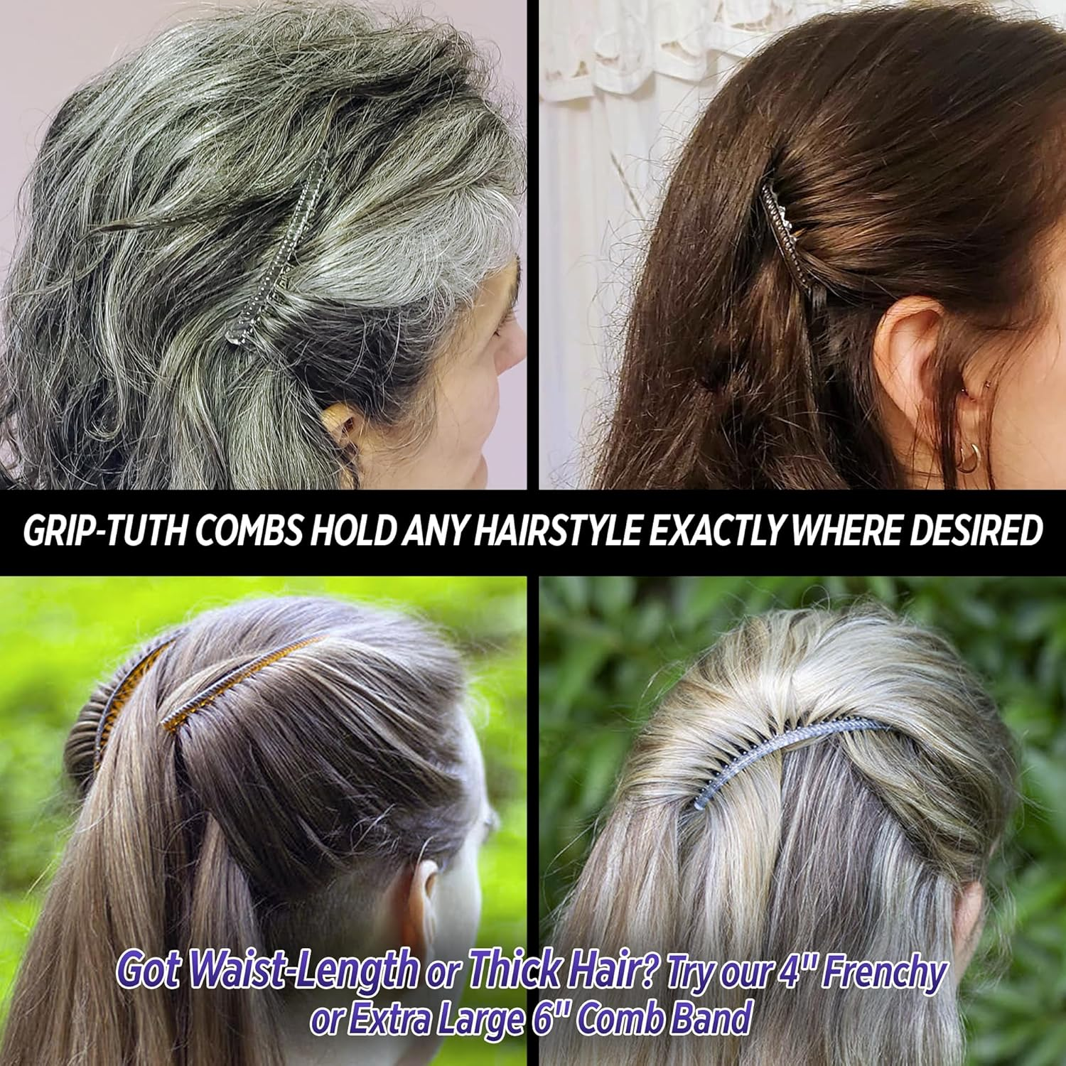 Good Hair Days 4 Inch Grip-Tuth Frenchy - Black image number 1