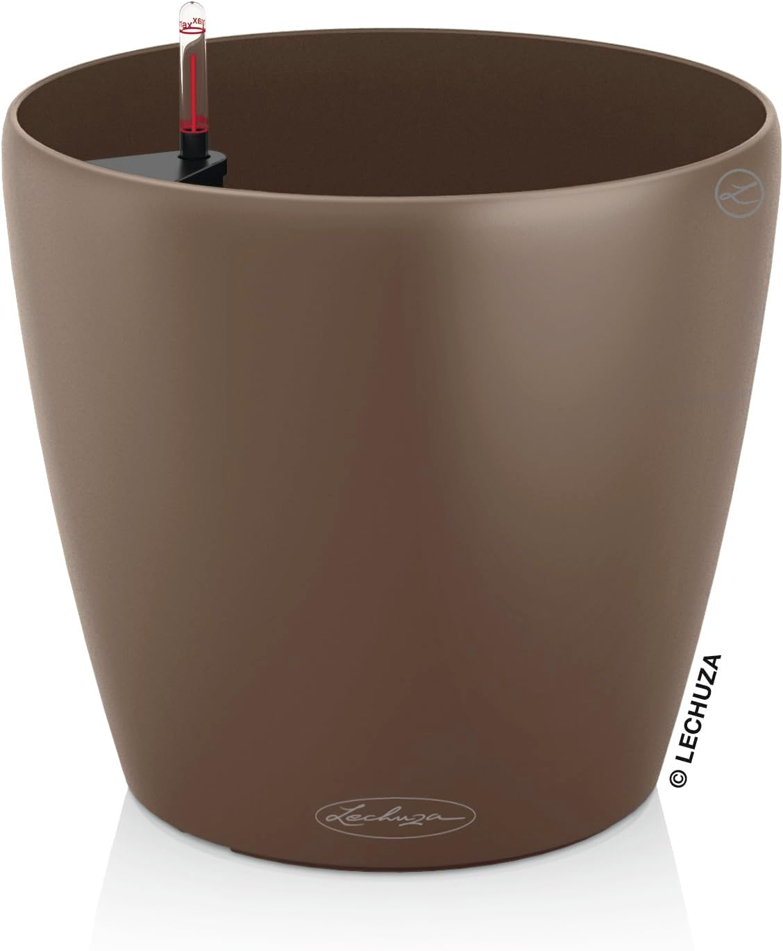 LECHUZA Self Watering Plant Pot Classico Color 18 Garden Small Flower Indoor Outdoor Table Plastic Planter with Drainage Hole D19 H17 Cm Nutmeg