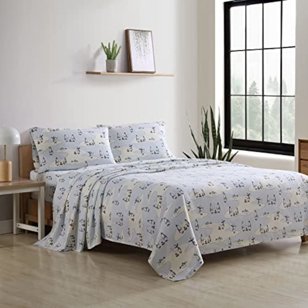 Eddie Bauer - Full Sheets, Cotton Flannel Bedding Set, Brushed for Extra Softness, Cozy Home Decor (Skating Penguin, 4 Pcs, Full) image number 2