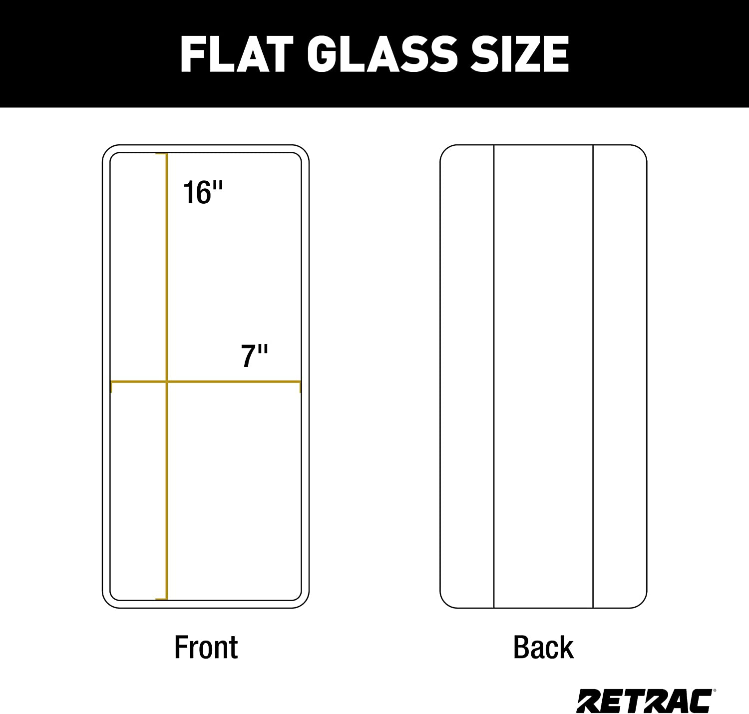 Retrac 601288 7 X 16-Inch Stainless Steel Rounded Angle-Back Heated, Lighted West Coast Mirror Head, Universal Driver or Passenger Side, Chrome image number 5