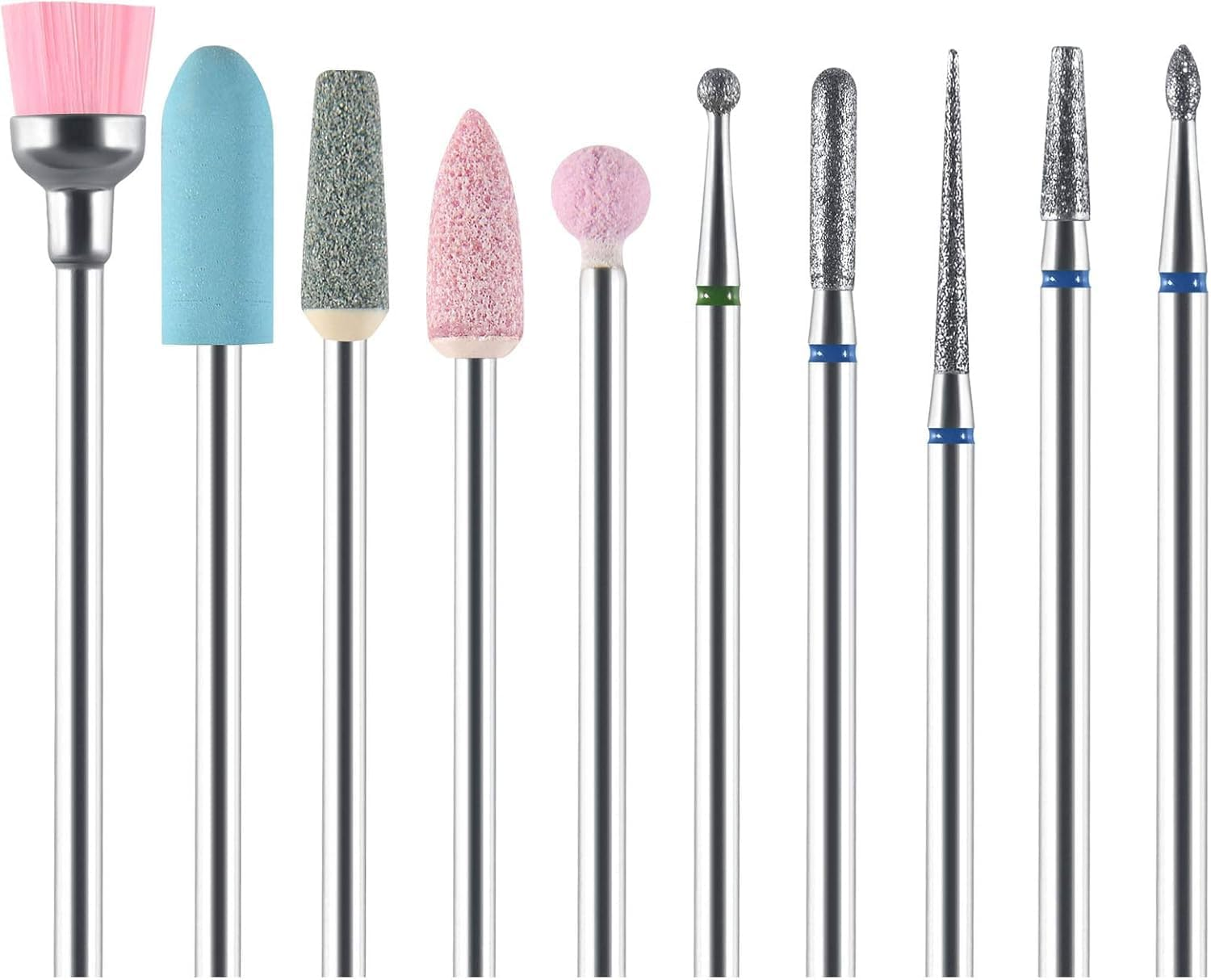 URAQT Nail Drill Bits Set, 10 Pcs Electric Nail Drill Kit 3/32", "Professional Cuticle Polishing Bits for Acrylic Gel Nails, Electric Nail Files Manicure Pedicure Drill Tool image number 4