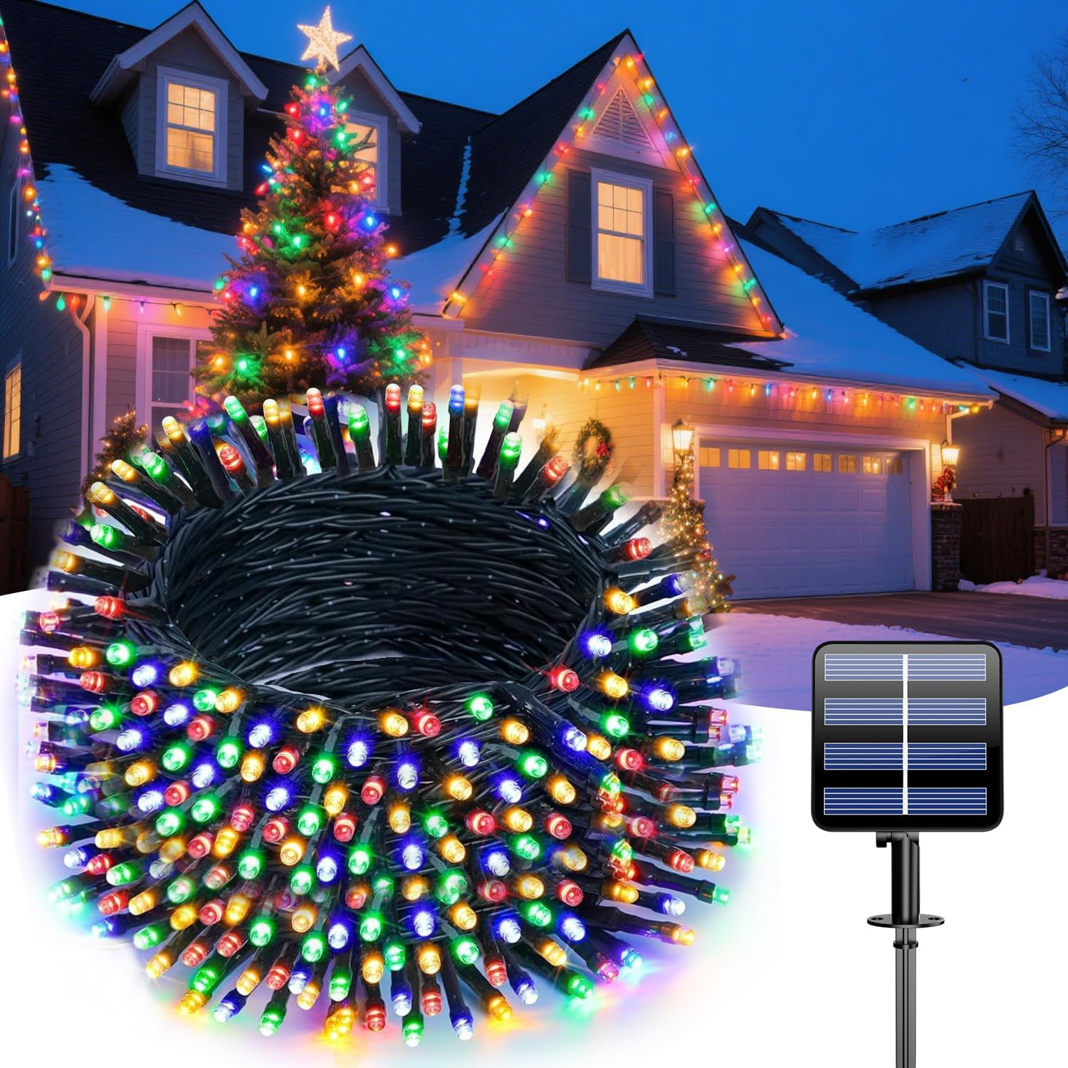 20M/66Ft Solar String Lights Outdoor Garden, 200 LED Solar Powered Fairy Lights, 8 Modes IP65 Waterproof Decorative Lights for Garden, Yard, Home, Party, Christmas