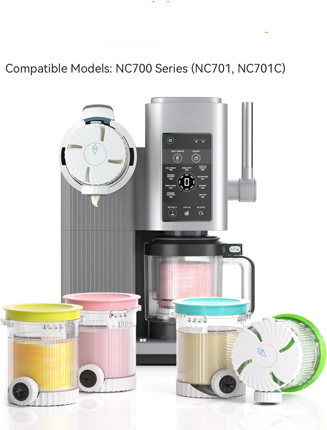 4 Pack for Ninja Creami Swirl Pints and Lids Compatible with Ninja NC700 Series, NC701, NC701C, Creami Containers for Swirl Ice Cream & Soft Serve Makers, Bpa-Free, Dishwasher Safe (4-Pack) image number 2