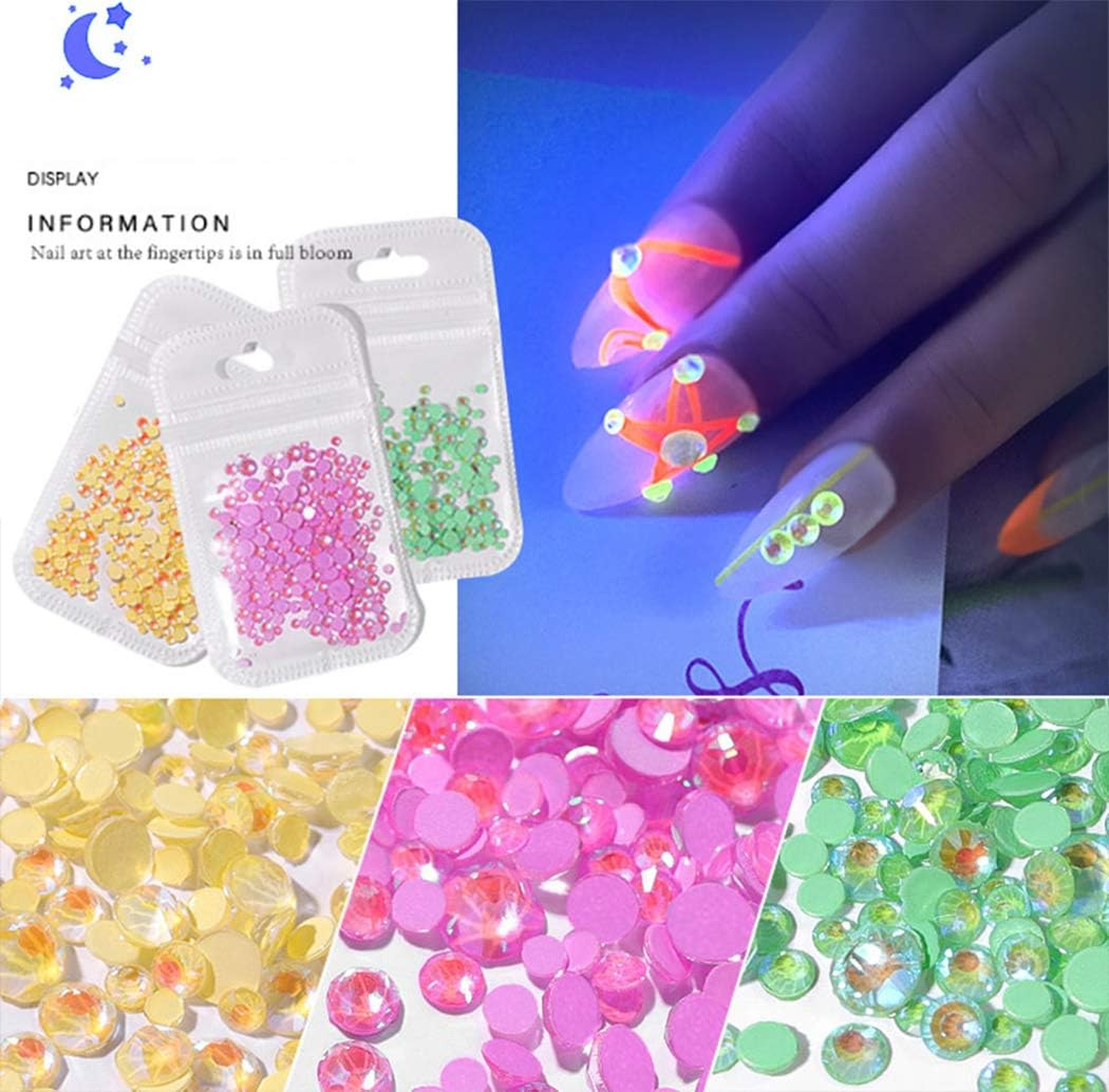 Ranvi 3D Luminous Nail Art Rhinestone Gem Kit Party Theme Luminous 4 Pack(Luminous 1) image number 1