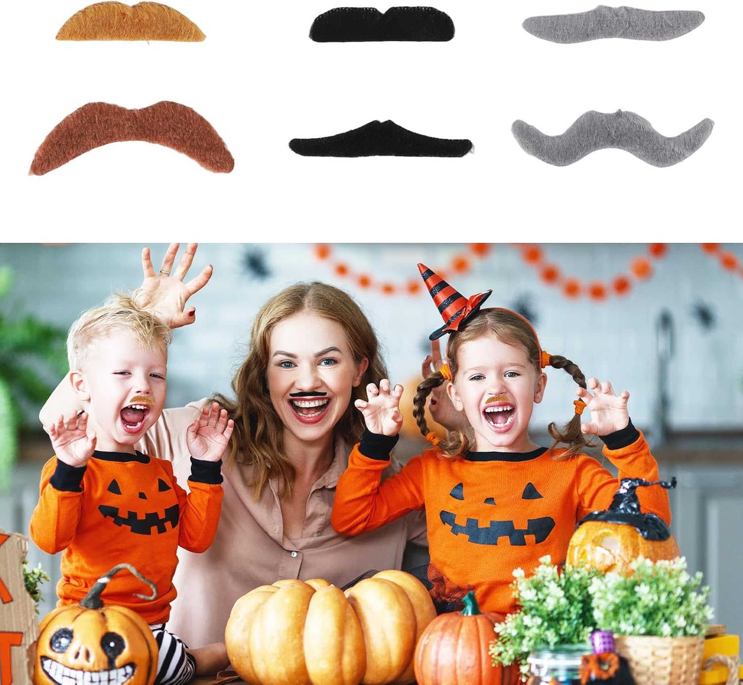 BTYMS 31 Pcs Fake Mustaches Self Adhesive Hairy Beard Costume Facial Hair for Christmas Party Supplies Decorations image number 2