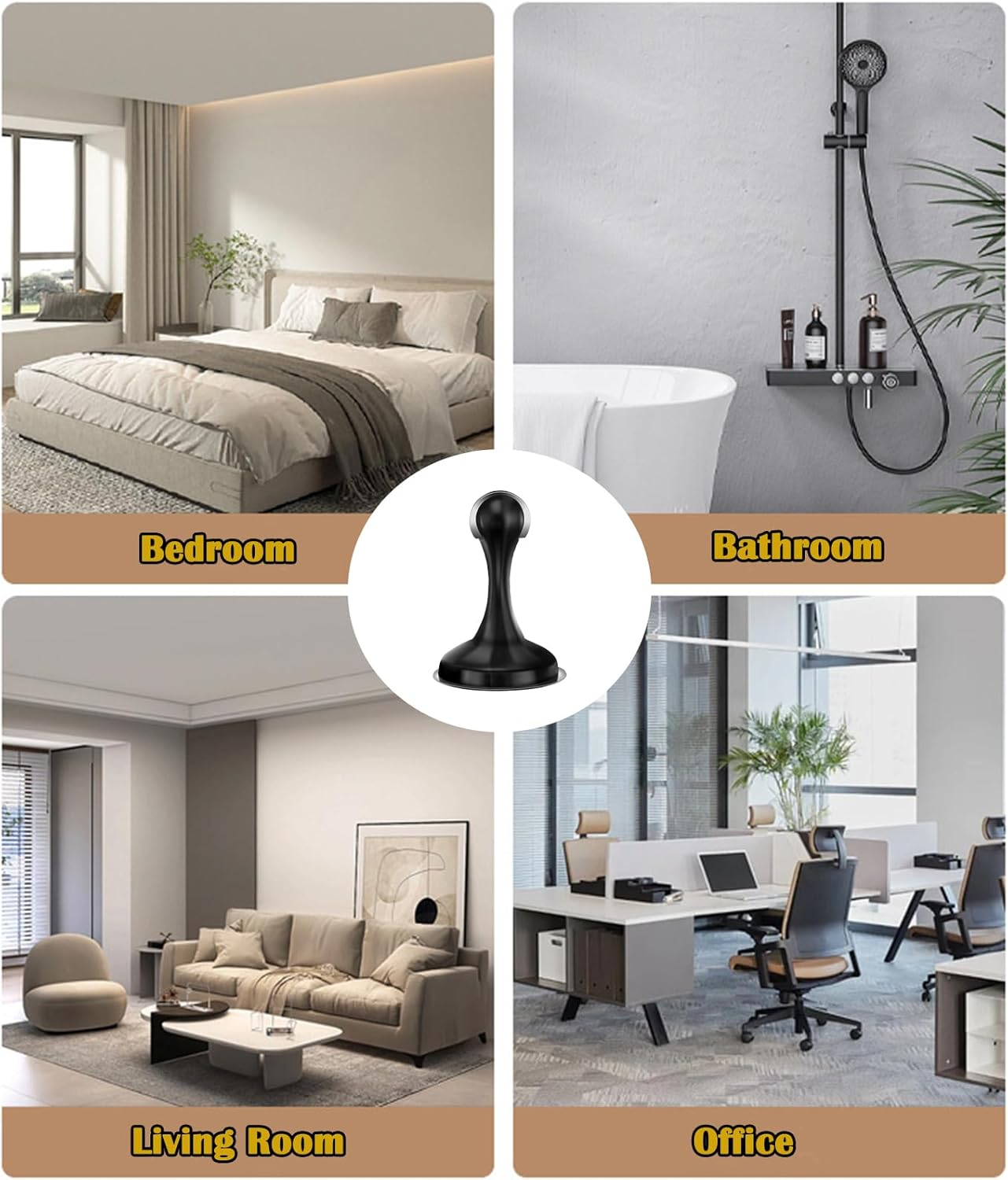 Door Stoppers,Heavy Duty Stainless Steel Holders for Bottom/Top,Wall/Floor Mount,No Drilling Door Stop with 3D Adhesive Tapes,2 Pcs image number 2