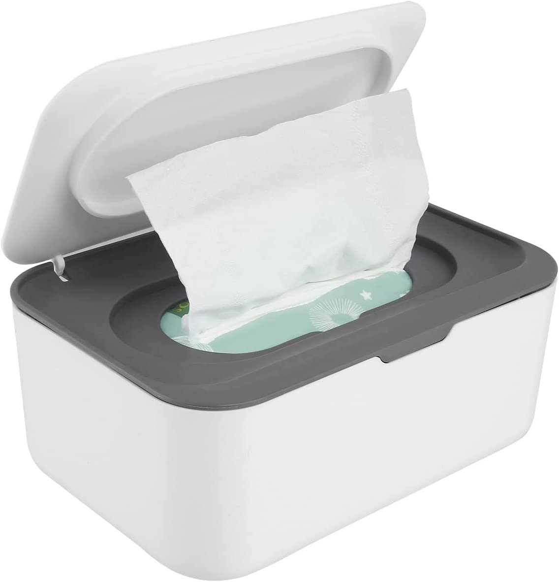 Wipes Dispenser Baby Wipe Holder, Dustproof Refillable Wipe Container Large Capacity Tissues Wipes Case with Moisture Seal Secure Lids Keeps Wipes Fresh for Home Office Bathroom (Gray)