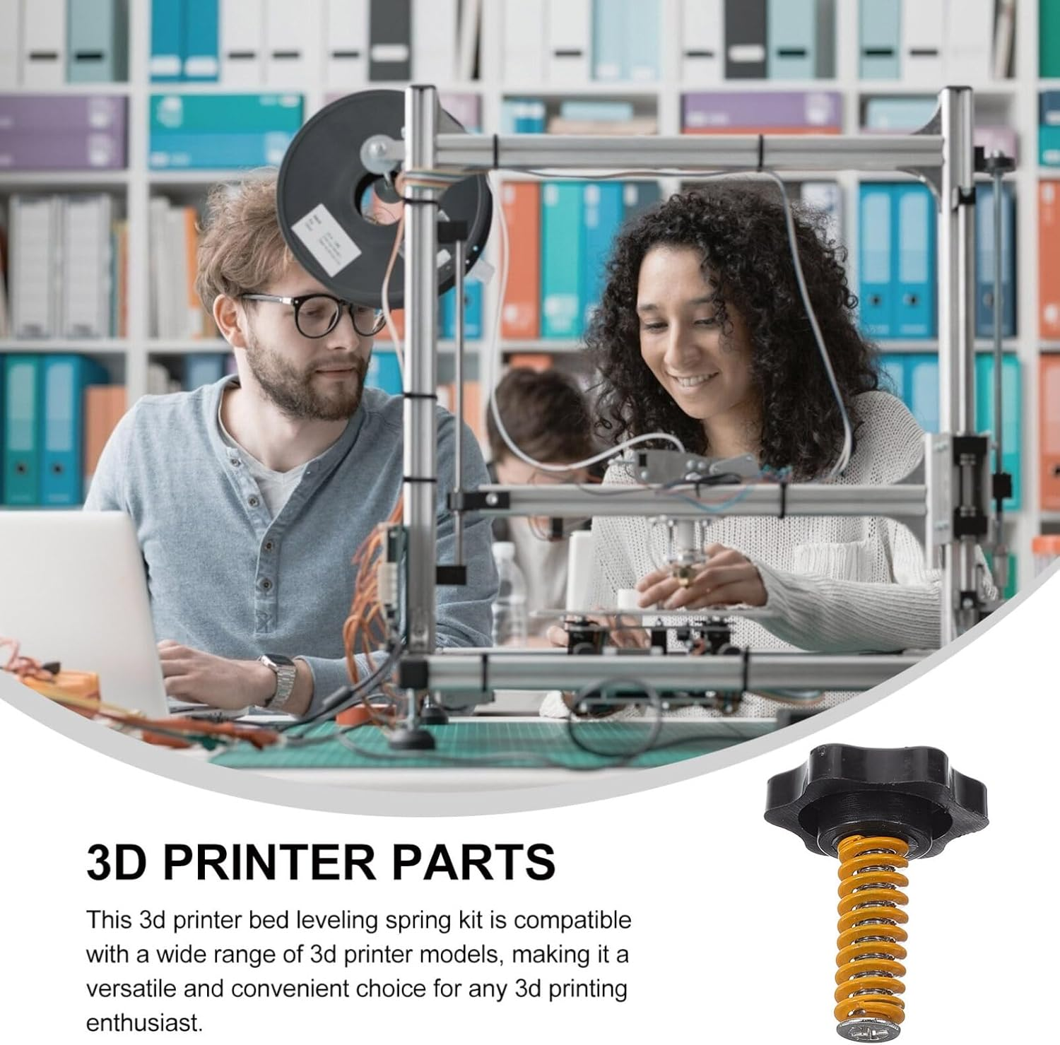 Iplusmile 4Pcs Hand Twist Leveling Nut Hot Bed Spring Kit, M5 X 40MM Screw Leveling Accessories for Most 3D Printer Hot Bed/Platform image number 2