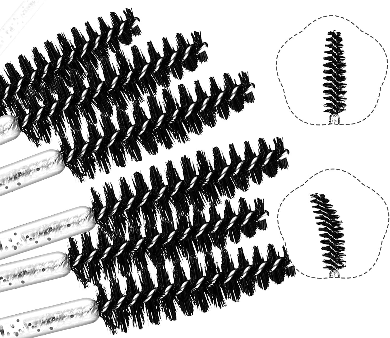 100 Pcs Eyelash Mascara Applicator Wand Brush Spoolies Brush Eyelash Brush,Eyelash Spoolie Eyelash Brushes Mascara Wands Eye Lash Eyebrow Brush for Eyelash Extensions by H HOME-MART Crystal_Bk image number 5