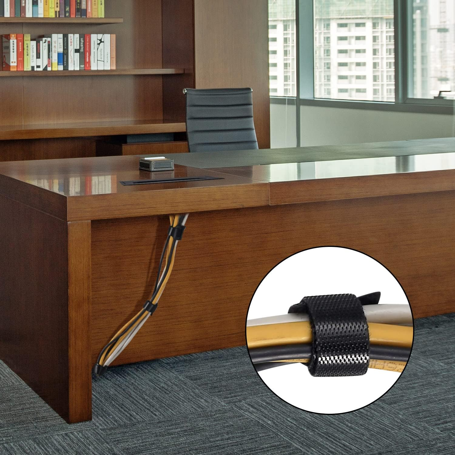 2 X Cable Grommets 160 X 80 Mm Cable Duct Desk with Brush Seal Aluminium Black with 10 Cable Ties image number 5