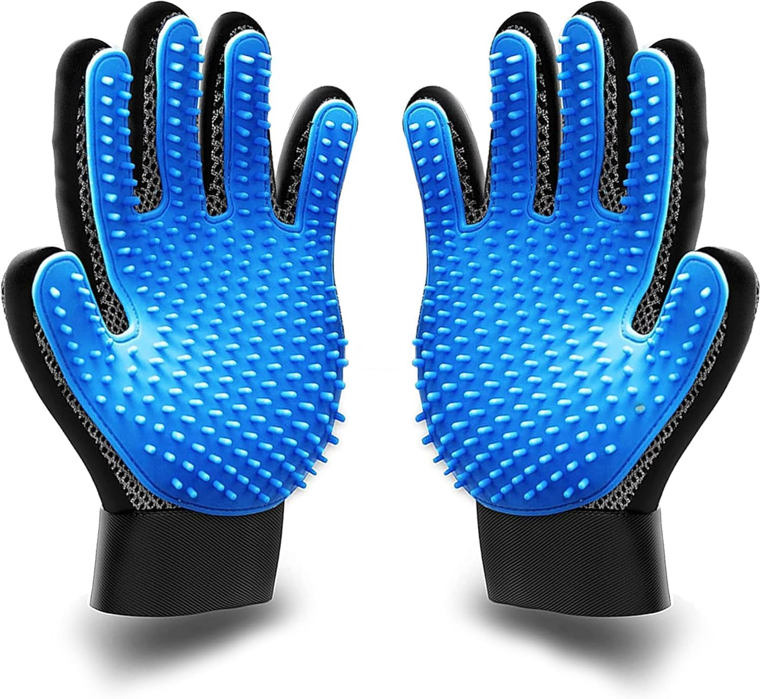 Soft Silicone Pet Grooming Gloves,A Pair for All Pet Hair Removal and Bath Needs, Also Serves as Cat Brush(Blue) image number 3