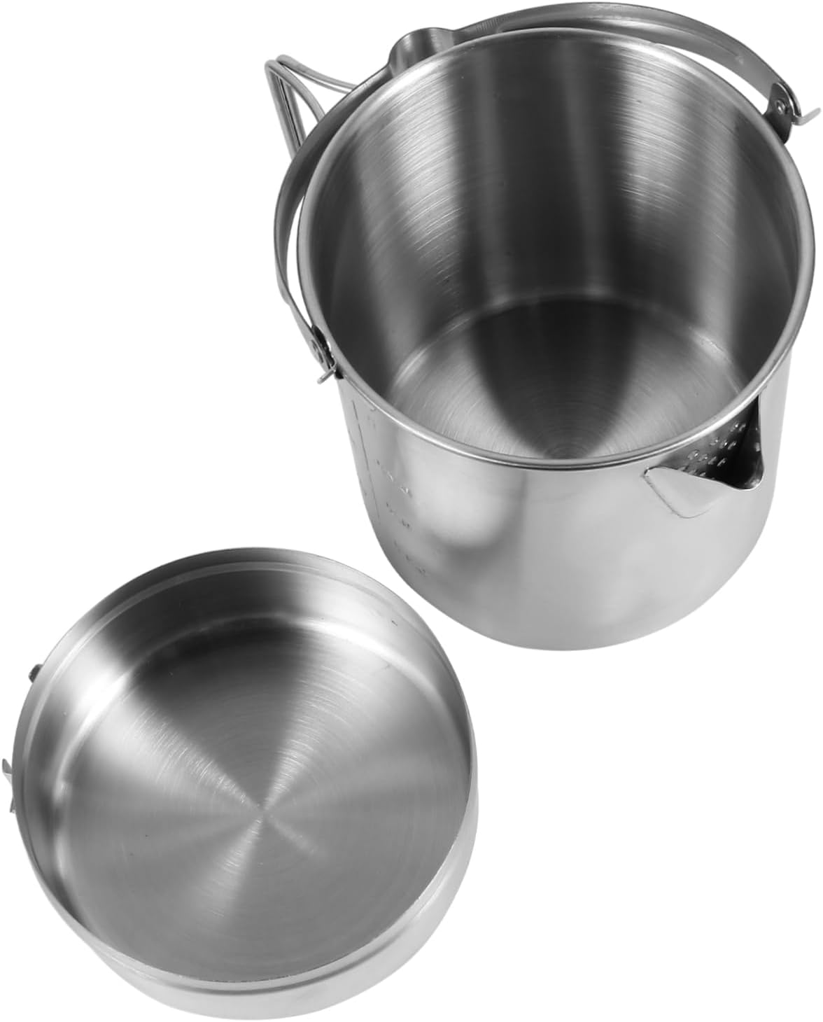 Foldable Handle Pot Stainless Steel Outdoor Kitchen Gear for Camping Hiking Picnic image number 6