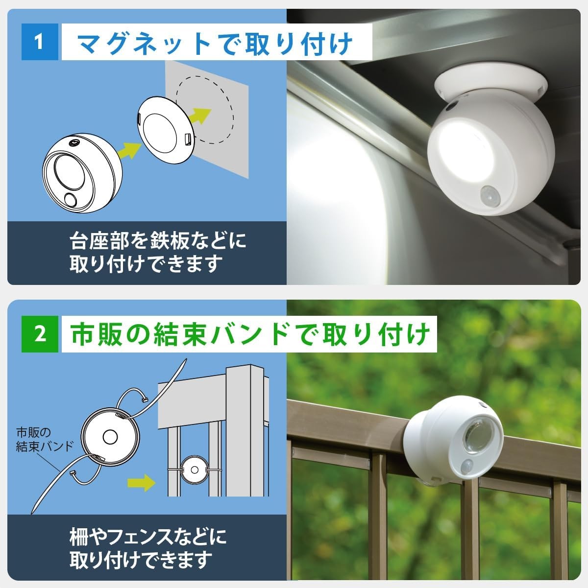 Ohm (OHM) Battery Operated Sensor Ball Light, Light and Dark, Motion Sensor, Outdoor, Compact, Garden Light, White | LT-SOW10-W 06-5258 Ohm Electric image number 2